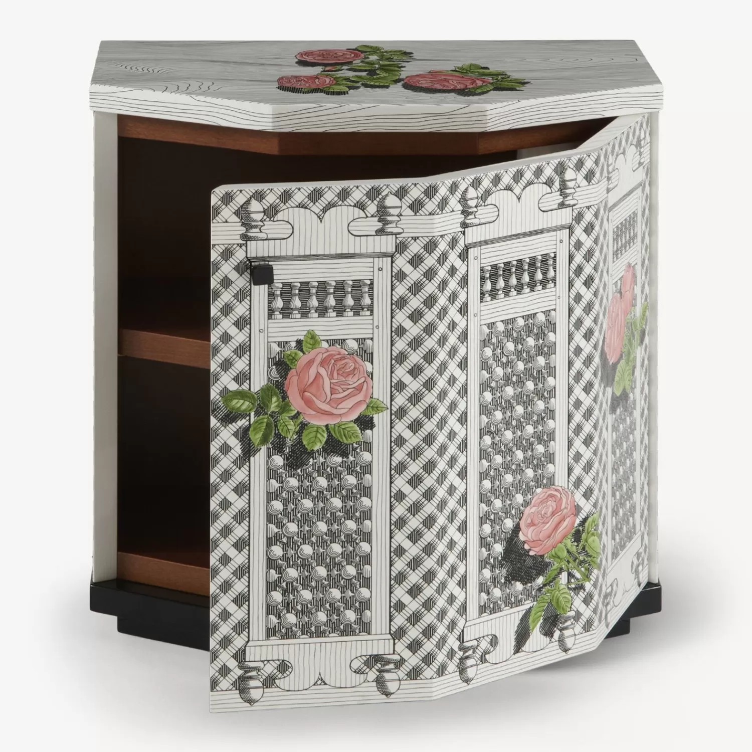 Cabinets<Fornasetti Night Stand Polyhedric Musciarabia Con Rose Multicolour