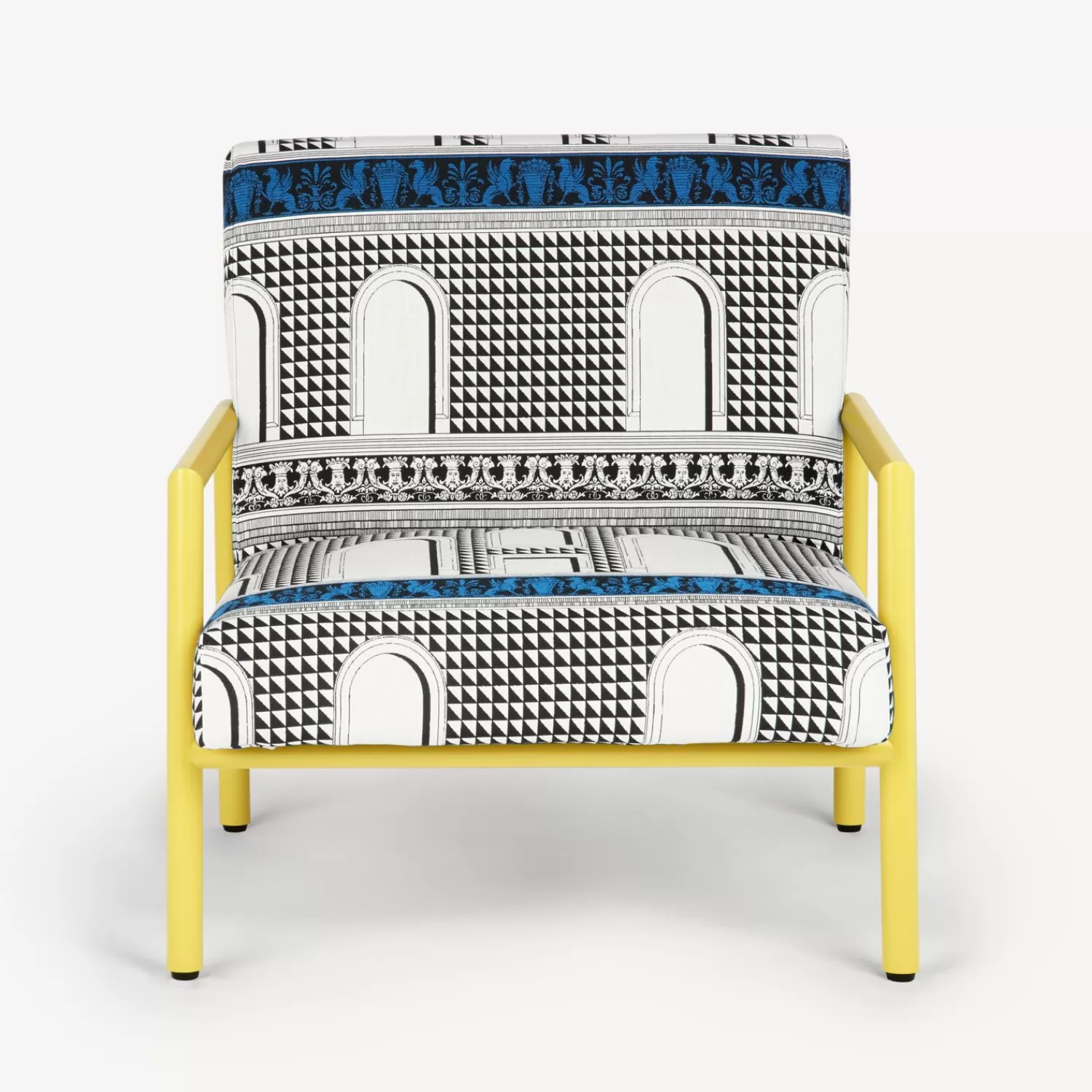 Living Rooms<Fornasetti Outdoor Armchair Facciata Quattrocentesca White/Black/Turquoise