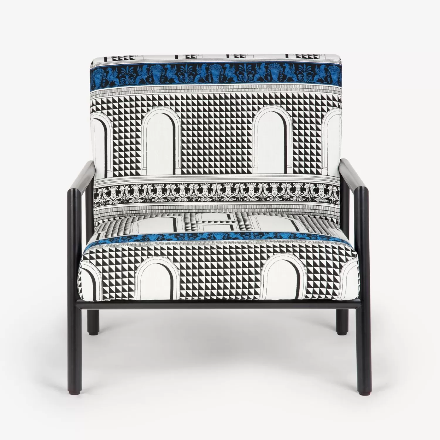 Living Rooms<Fornasetti Outdoor Armchair Facciata Quattrocentesca White/Black/Turquoise