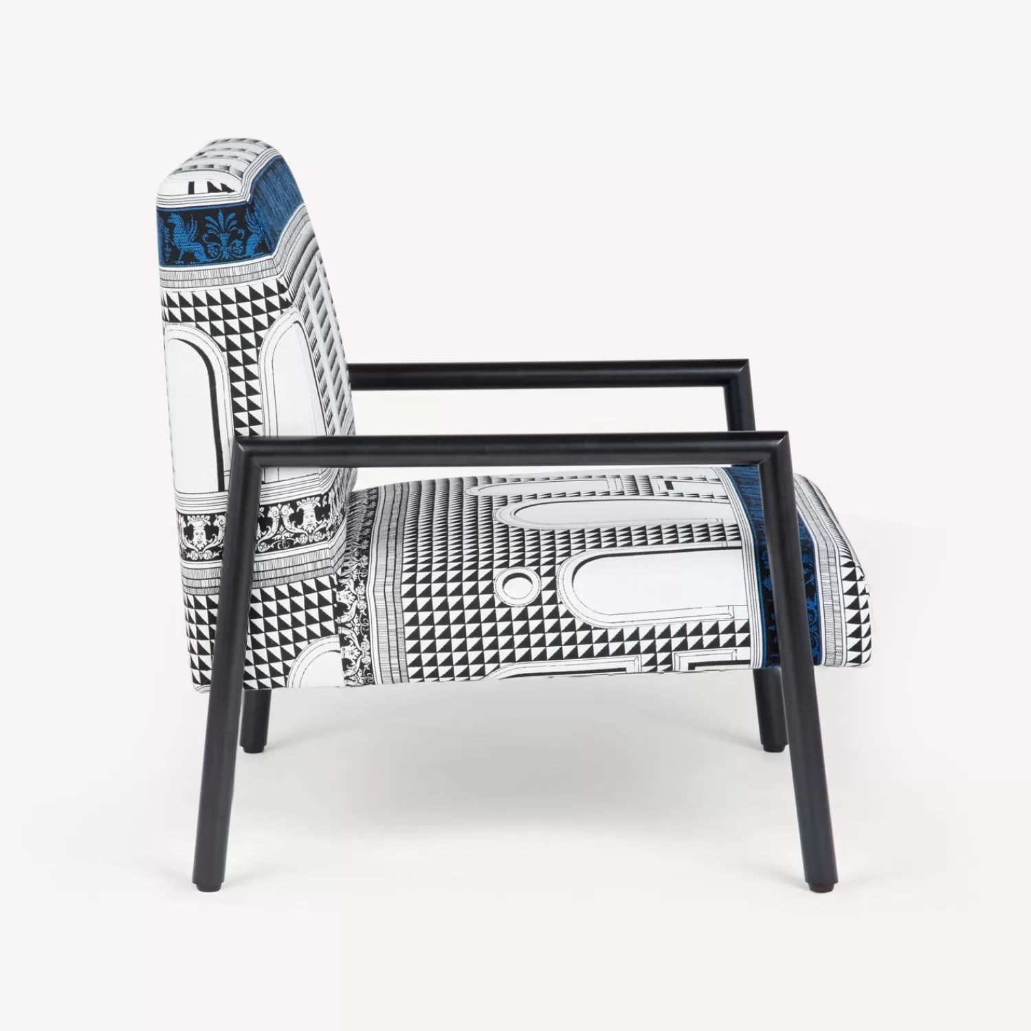 Living Rooms<Fornasetti Outdoor Armchair Facciata Quattrocentesca White/Black/Turquoise