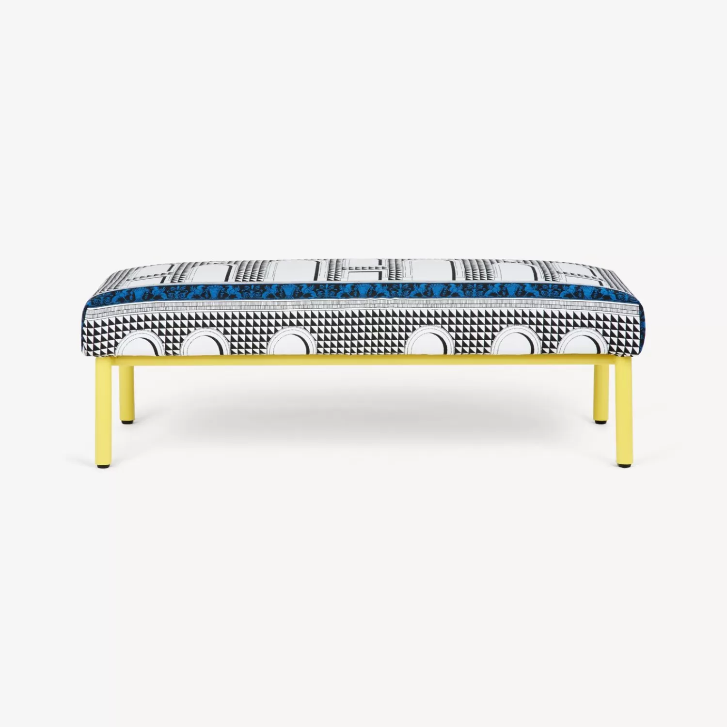 Living Rooms<Fornasetti Outdoor Bench Facciata Quattrocentesca White/Black/Yellow