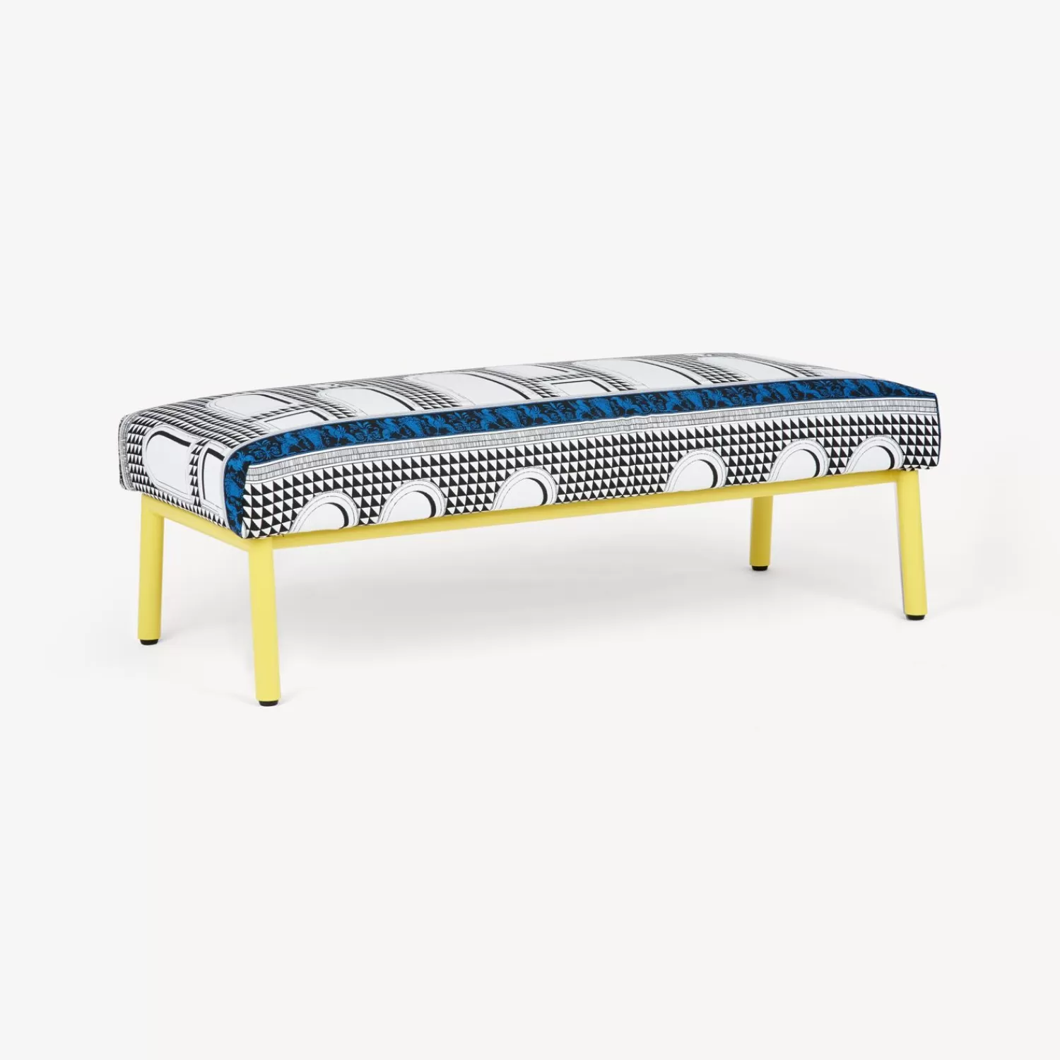 Living Rooms<Fornasetti Outdoor Bench Facciata Quattrocentesca White/Black/Yellow