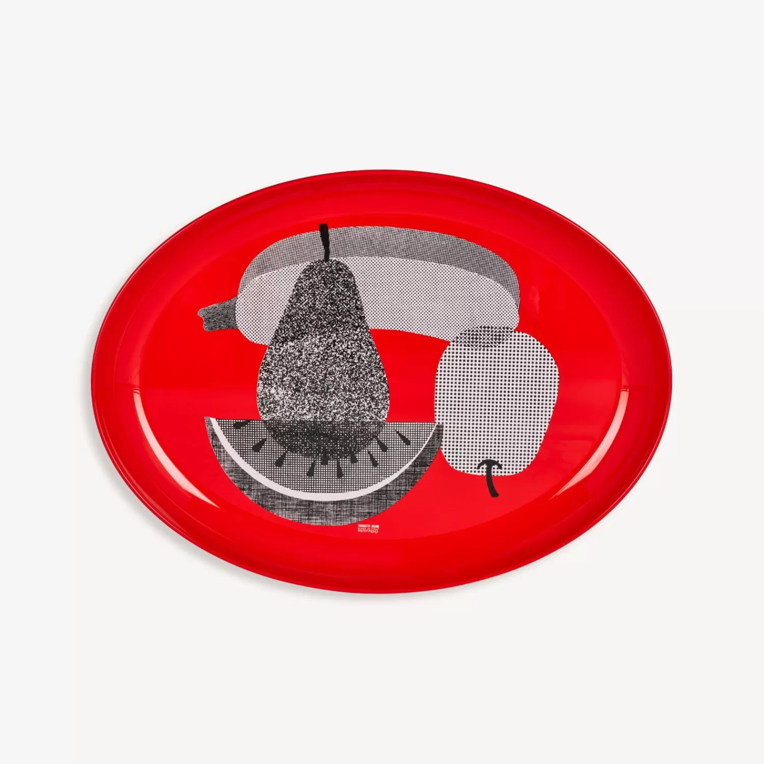 Decorative Trays And Pliants<Fornasetti Oval Tray Frutti E Legumi Retinati Red/White/Black