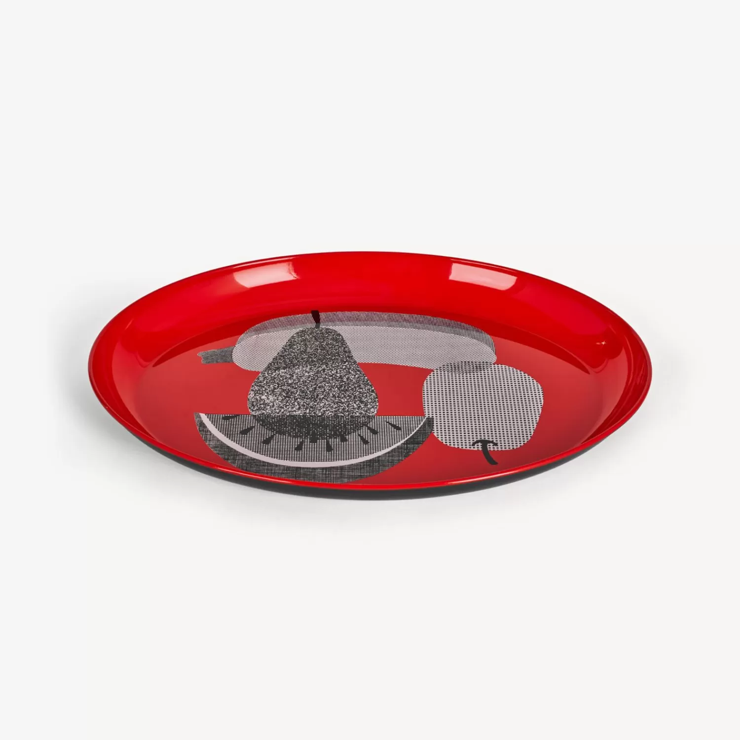 Decorative Trays And Pliants<Fornasetti Oval Tray Frutti E Legumi Retinati Red/White/Black