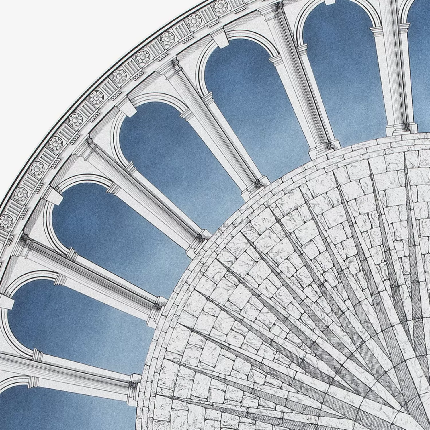 Decorative Panels<Fornasetti Panel Architettura Celeste White/Black/Light Blue