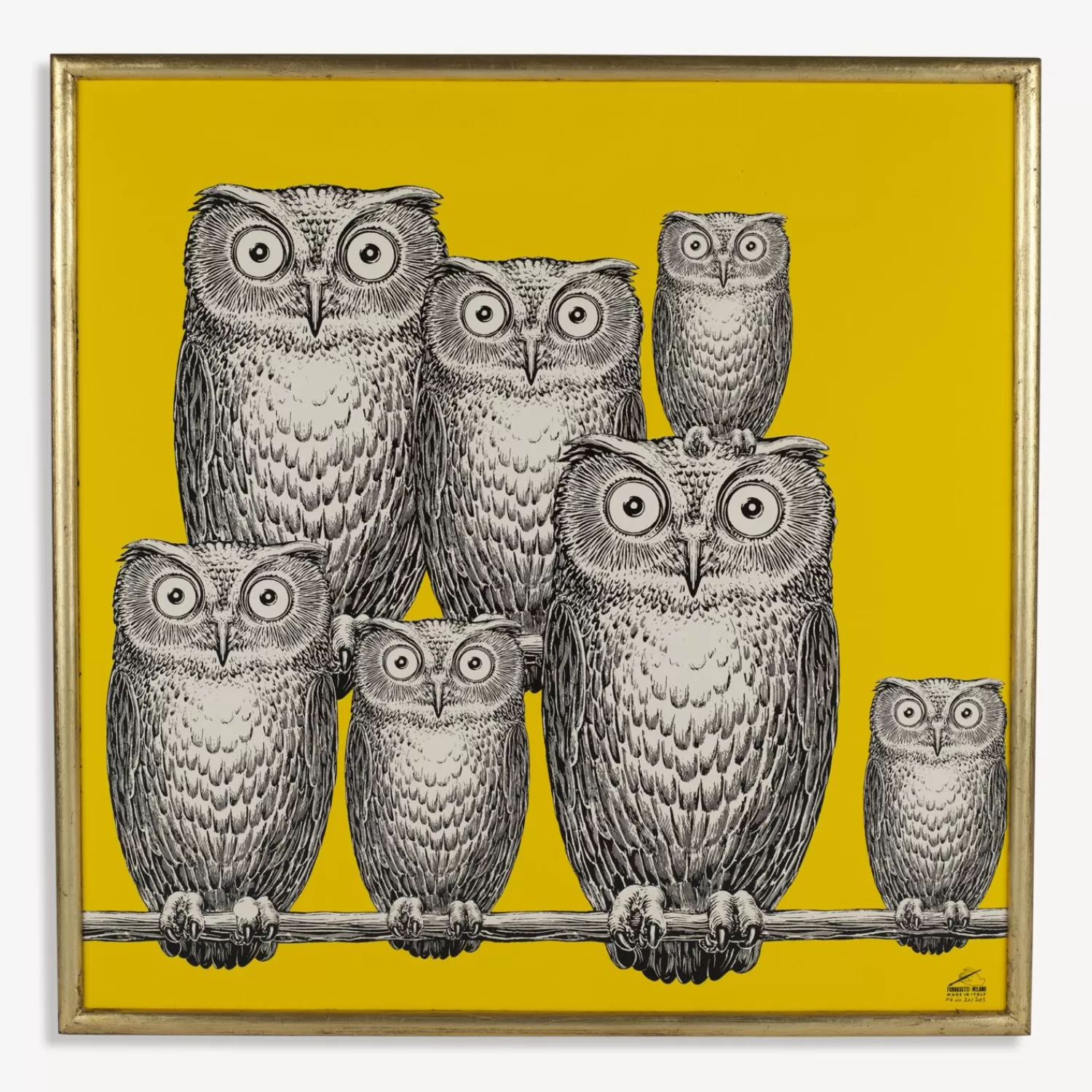 Decorative Panels<Fornasetti Panel Riunione Di Civette Yellow/Black