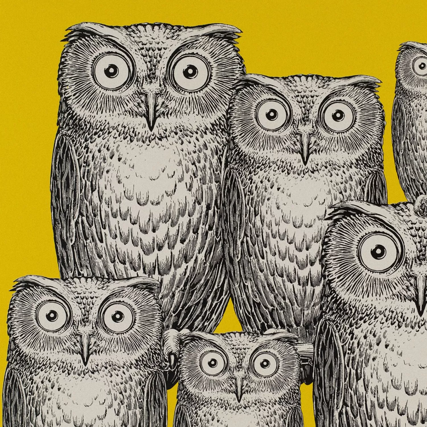 Decorative Panels<Fornasetti Panel Riunione Di Civette Yellow/Black