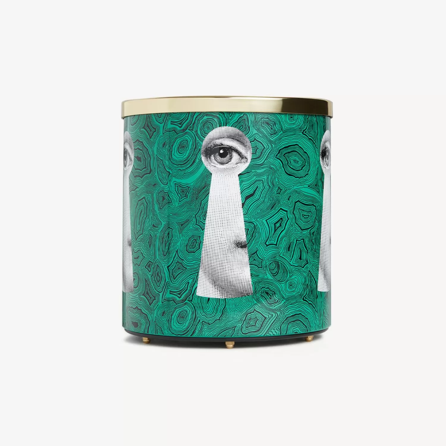 Paper Baskets<Fornasetti Paper Basket Serratura Su Malachite Green/White/Black