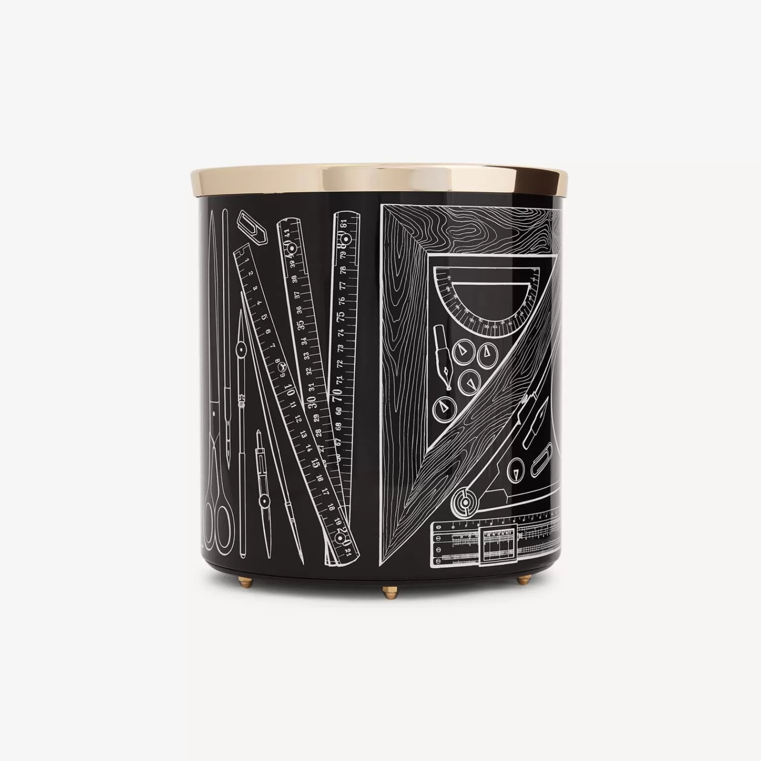 Paper Baskets<Fornasetti Paper Basket Strumenti Da Disegno White/Black