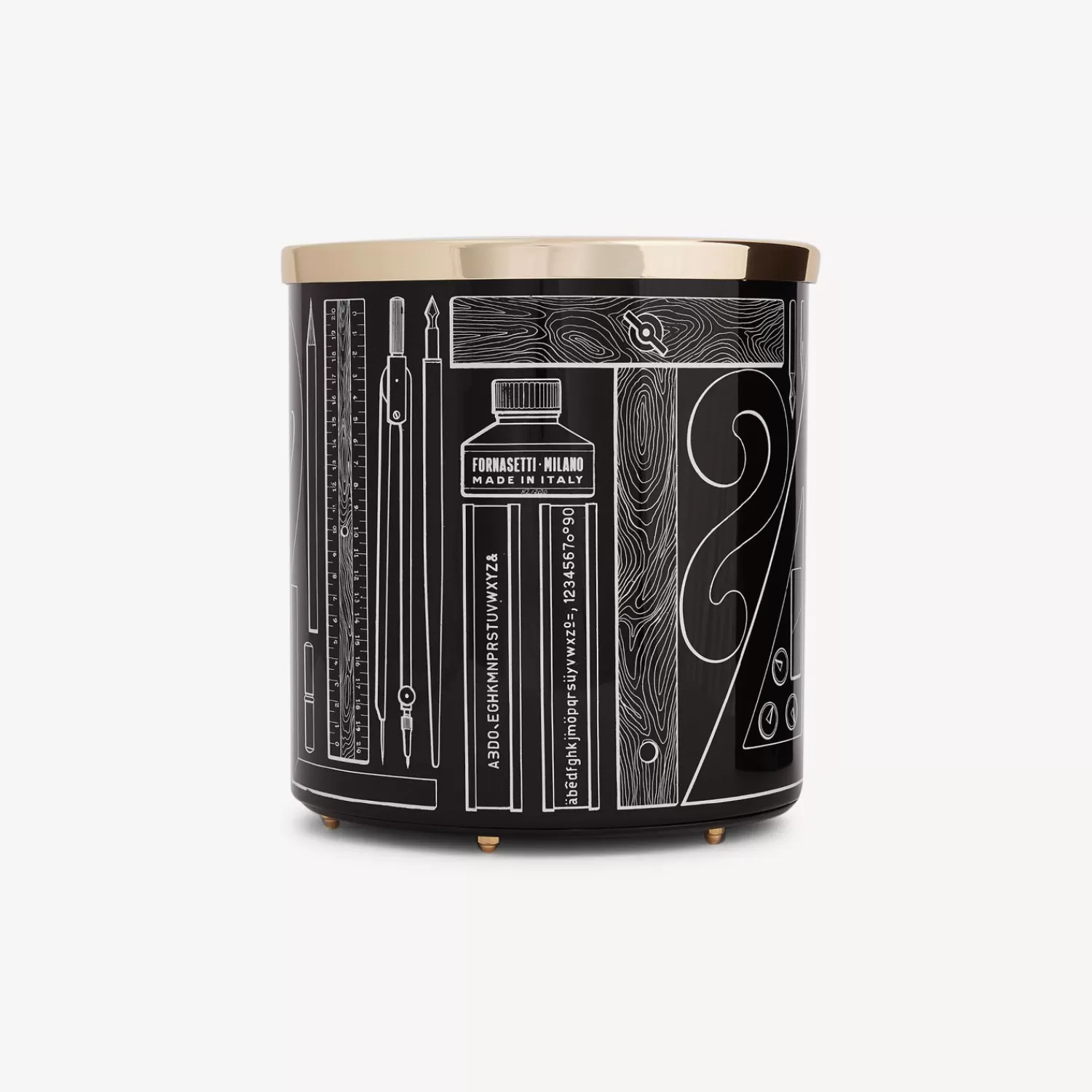 Paper Baskets<Fornasetti Paper Basket Strumenti Da Disegno White/Black