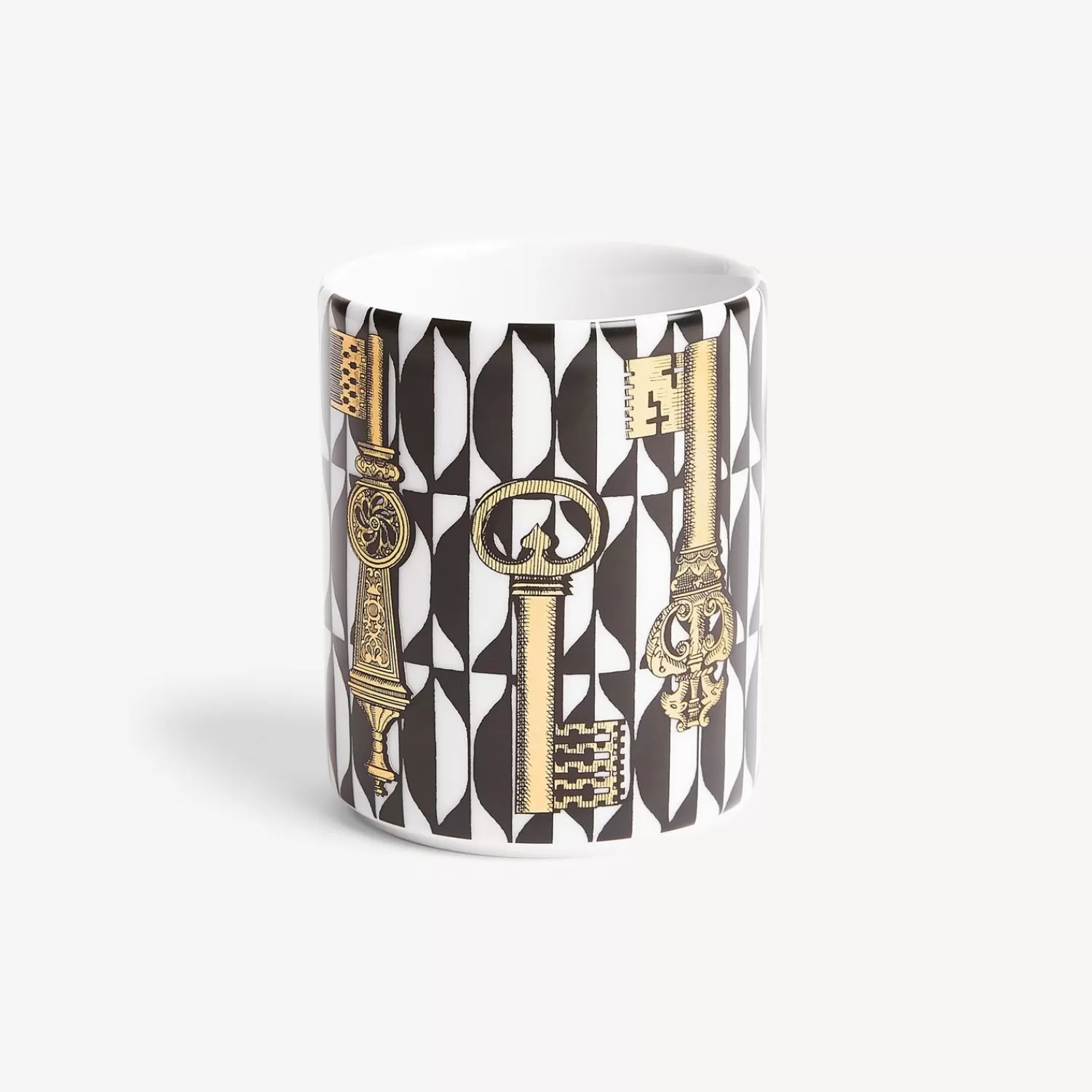 Small Containers<Fornasetti Pencil Holder Chiavi And Losanghe White/Black/Gold