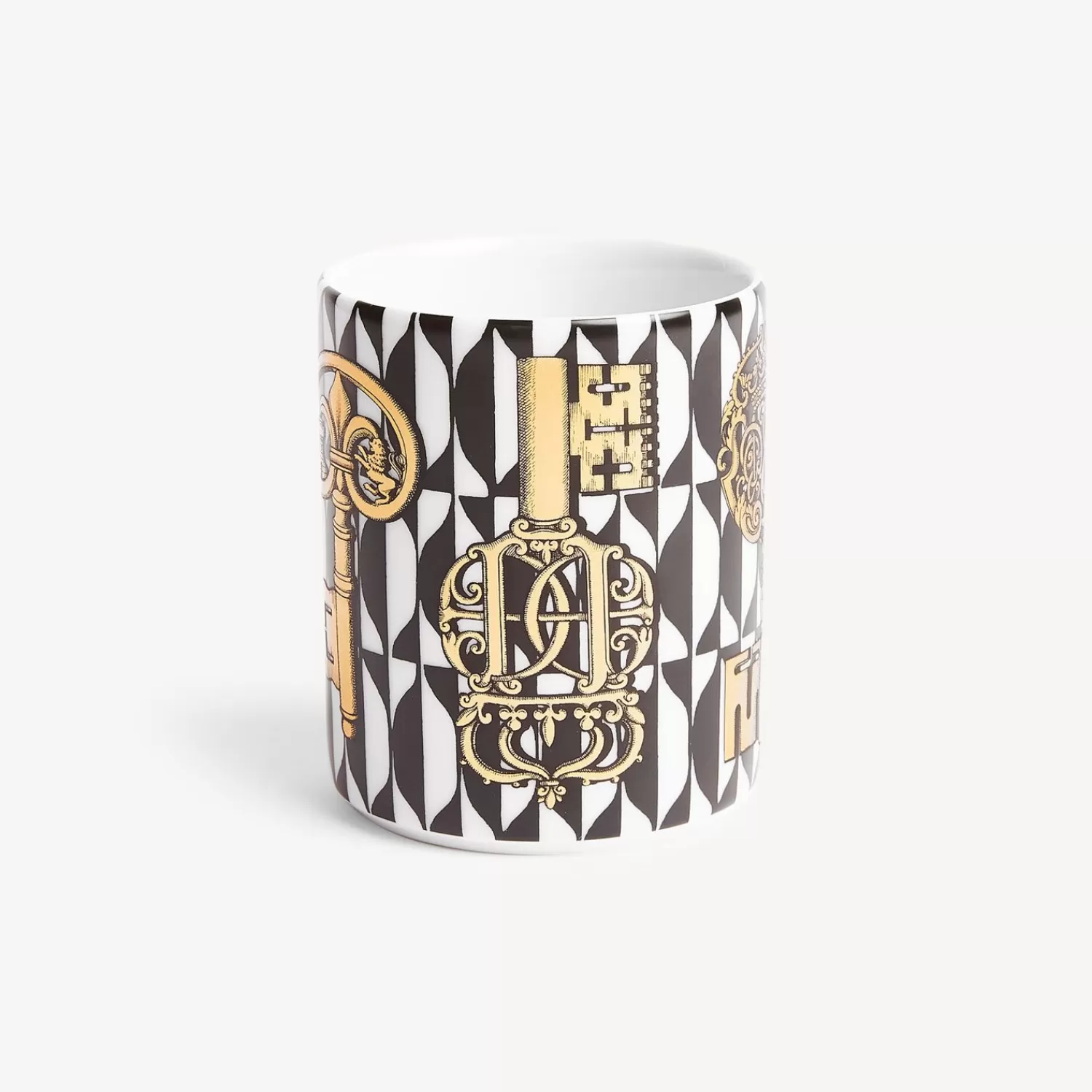 Small Containers<Fornasetti Pencil Holder Chiavi And Losanghe White/Black/Gold
