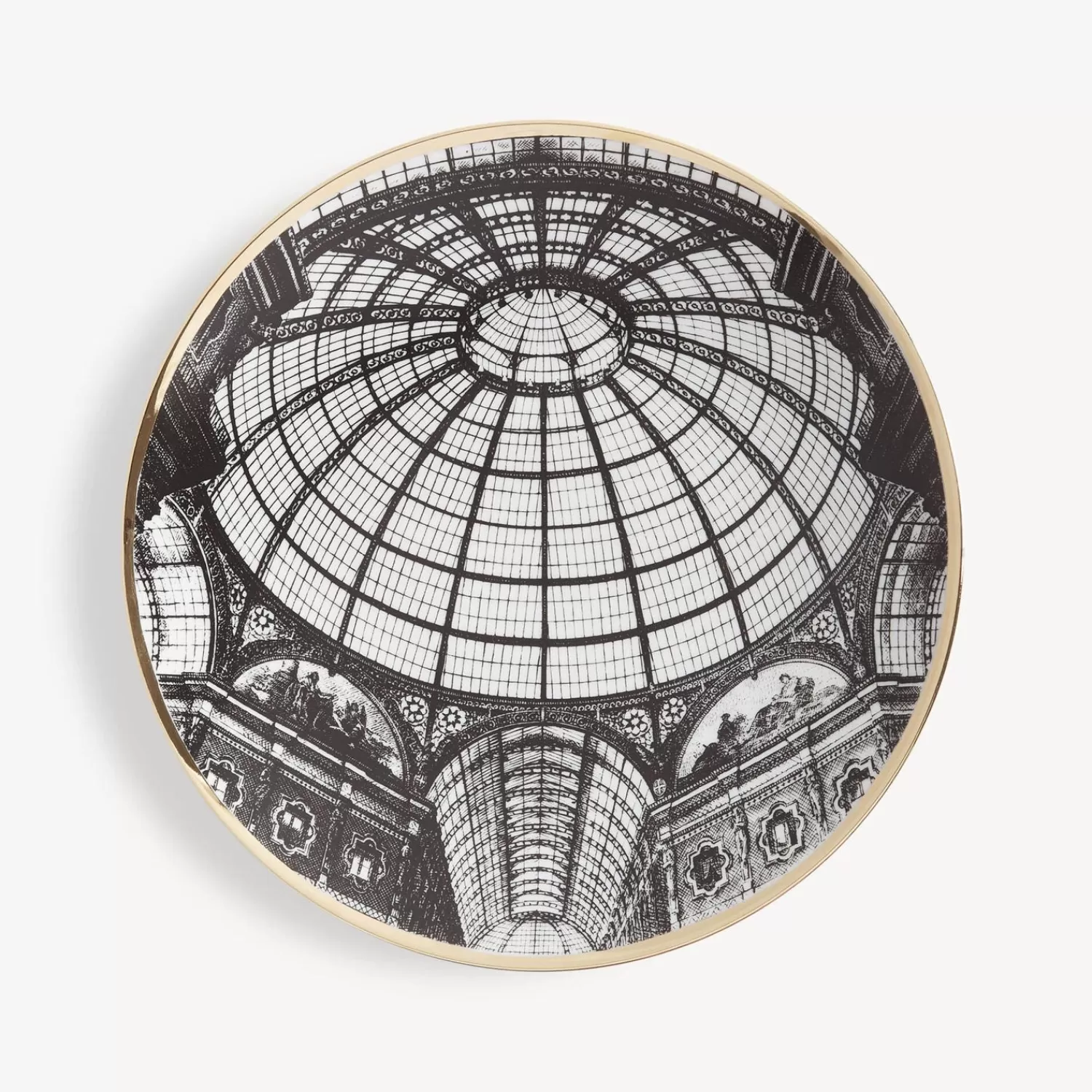 Decorative Plates<Fornasetti Plate Cupola Galleria Di Milano White/Black/Gold