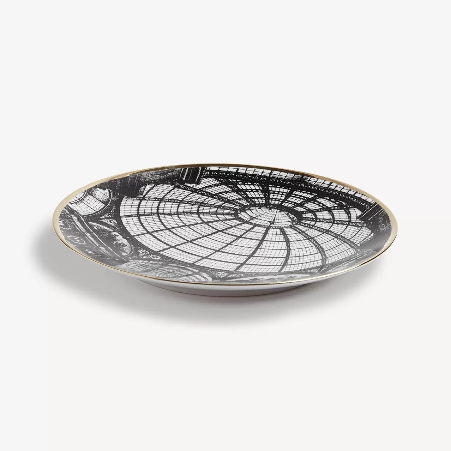 Decorative Plates<Fornasetti Plate Cupola Galleria Di Milano White/Black/Gold