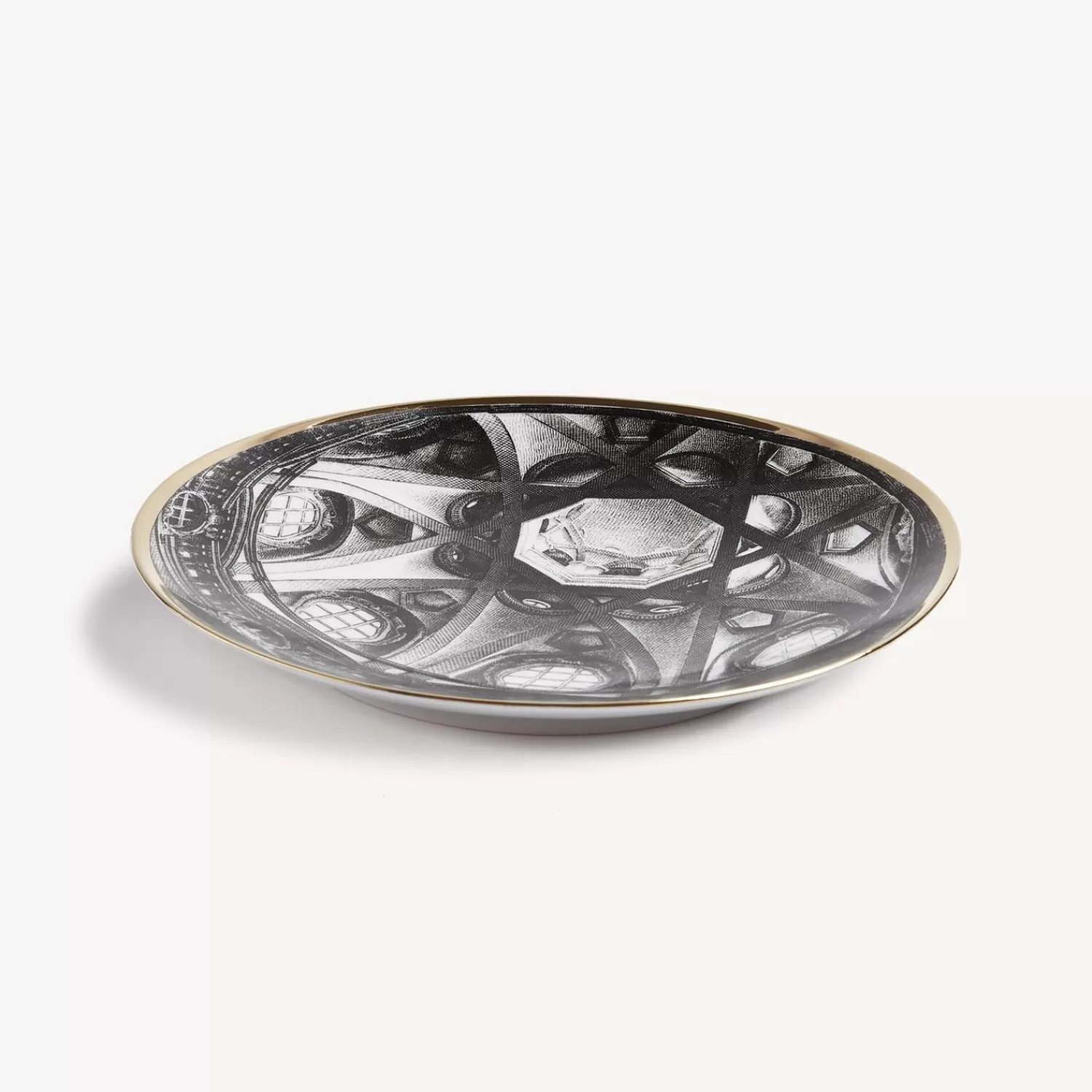 Decorative Plates<Fornasetti Plate Cupola S. Lorenzo (Torino) White/Black/Gold