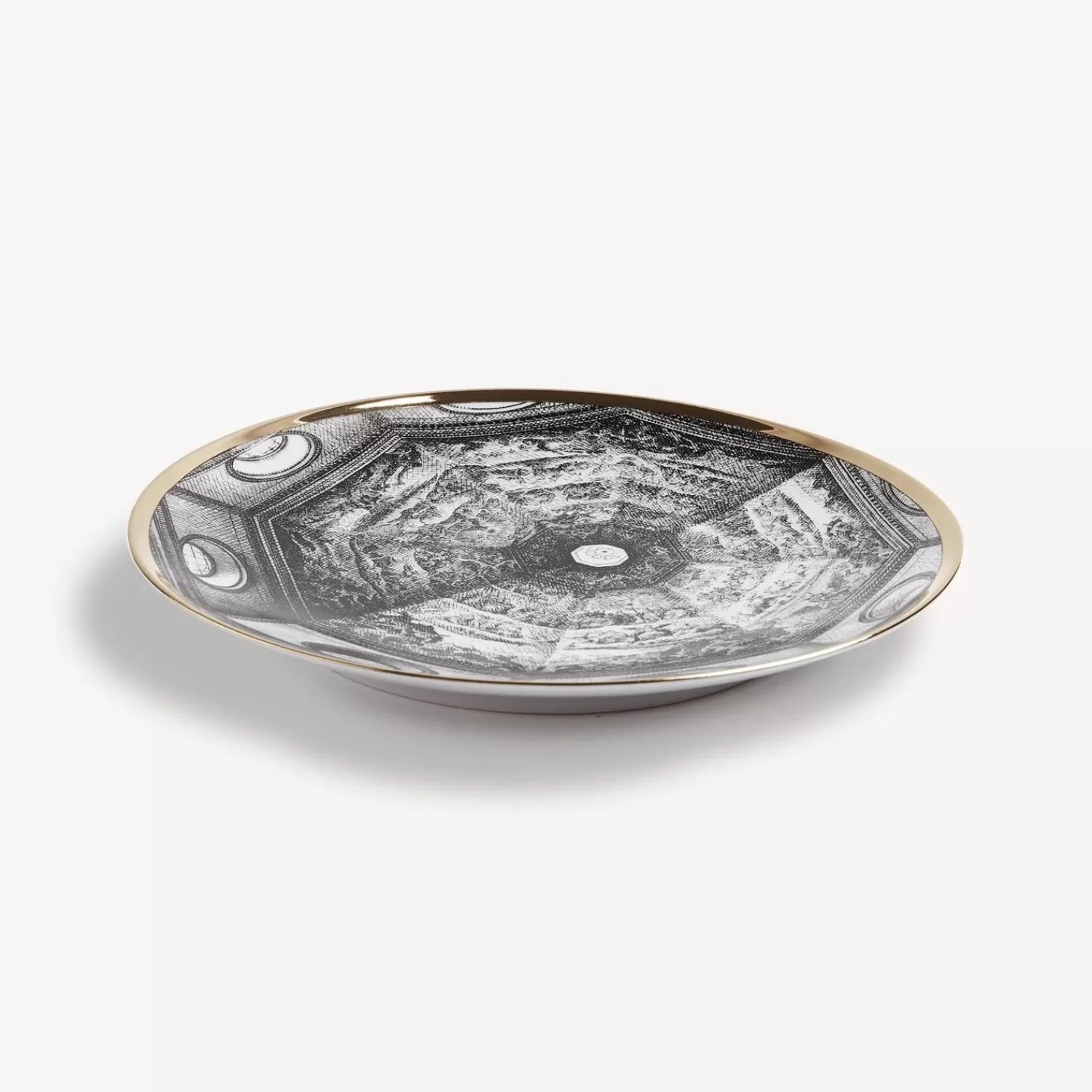 Decorative Plates<Fornasetti Plate Cupola Santa Maria Del Fiore (Firenze) White/Black/Gold