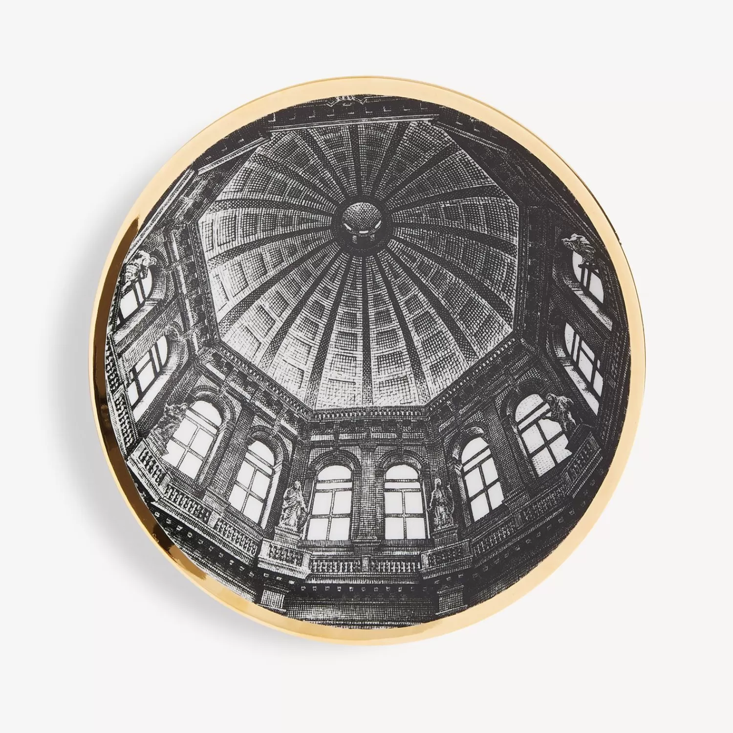 Decorative Plates<Fornasetti Plate Cupola Santa Maria Della Salute (Venezia) White/Black/Gold