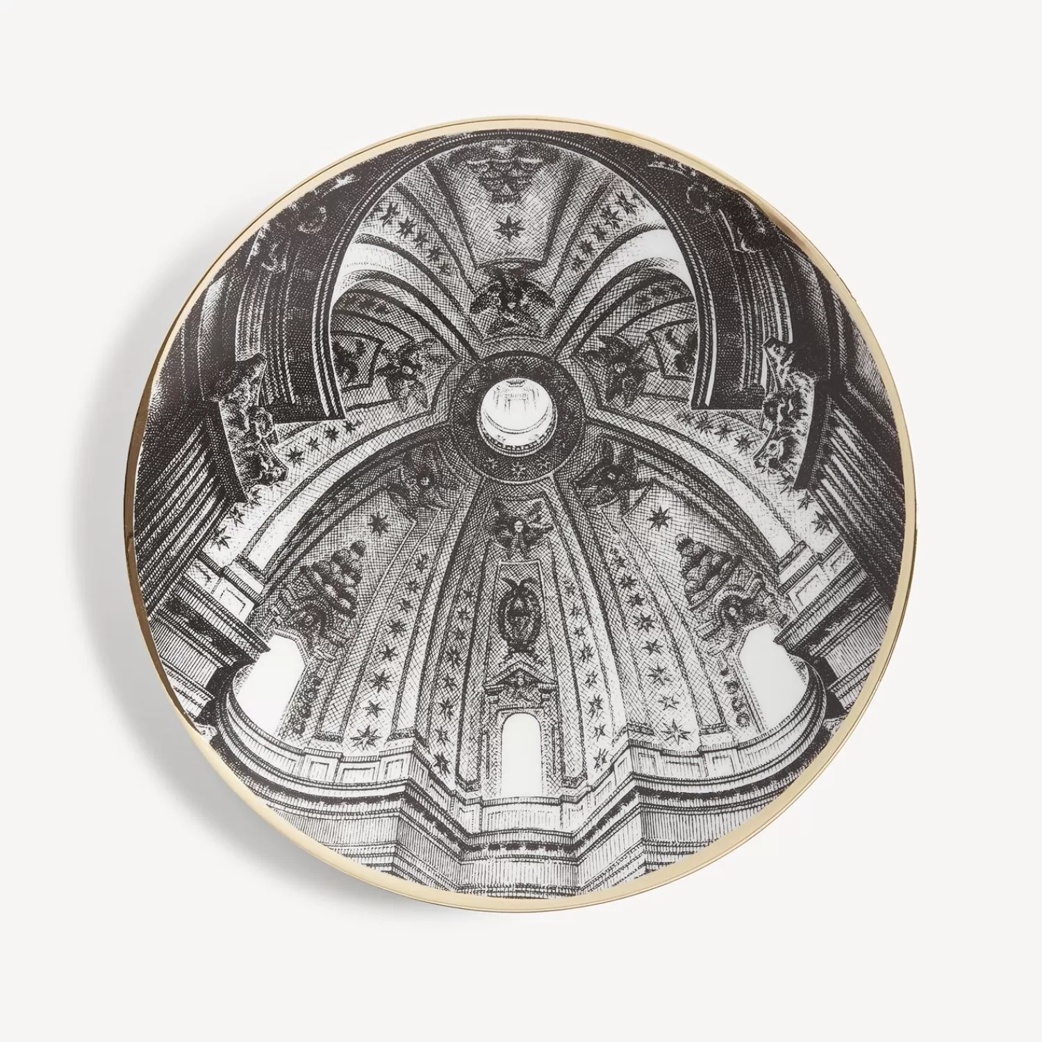 Decorative Plates<Fornasetti Plate Cupola S.Ivo Sapienza (Roma) White/Black/Gold