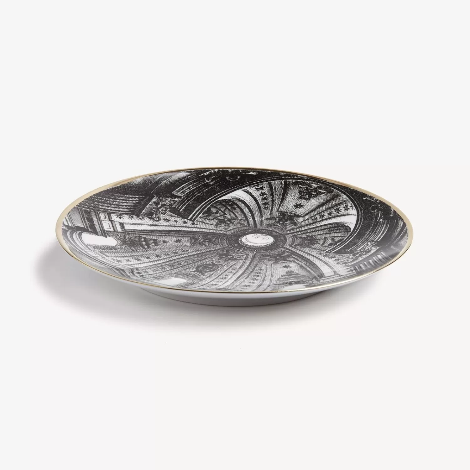 Decorative Plates<Fornasetti Plate Cupola S.Ivo Sapienza (Roma) White/Black/Gold