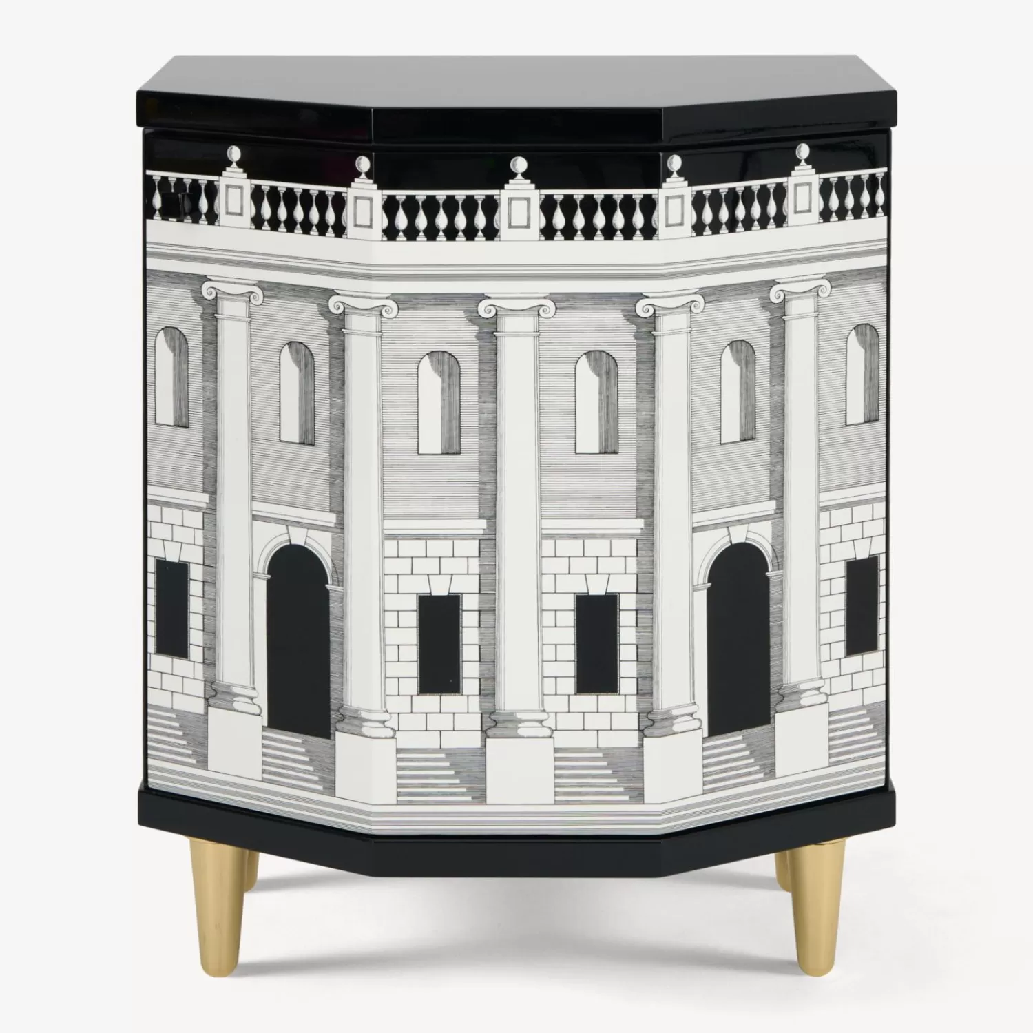 Cabinets<Fornasetti Polyhedric Bedside Table Casa Con Colonne White/Black