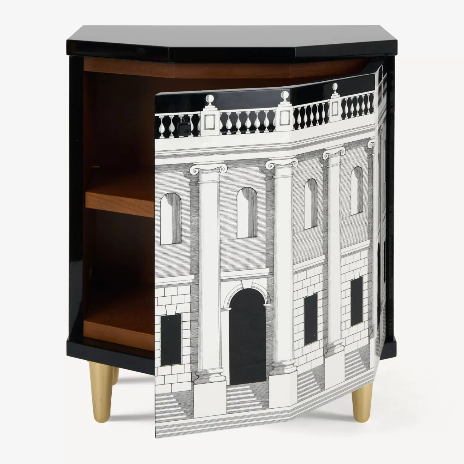 Cabinets<Fornasetti Polyhedric Bedside Table Casa Con Colonne White/Black