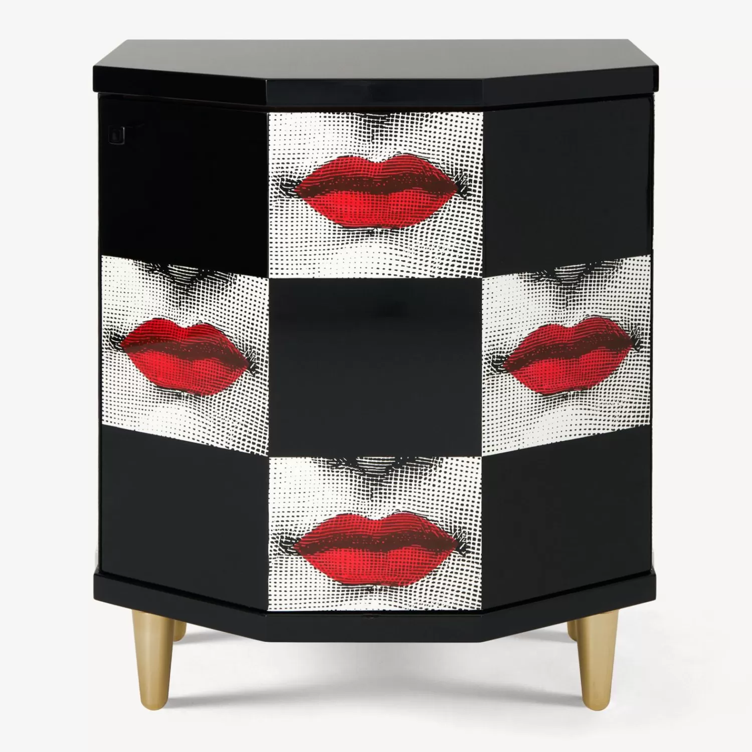 Cabinets<Fornasetti Polyhedric Bedside Table Kiss Red/White/Black