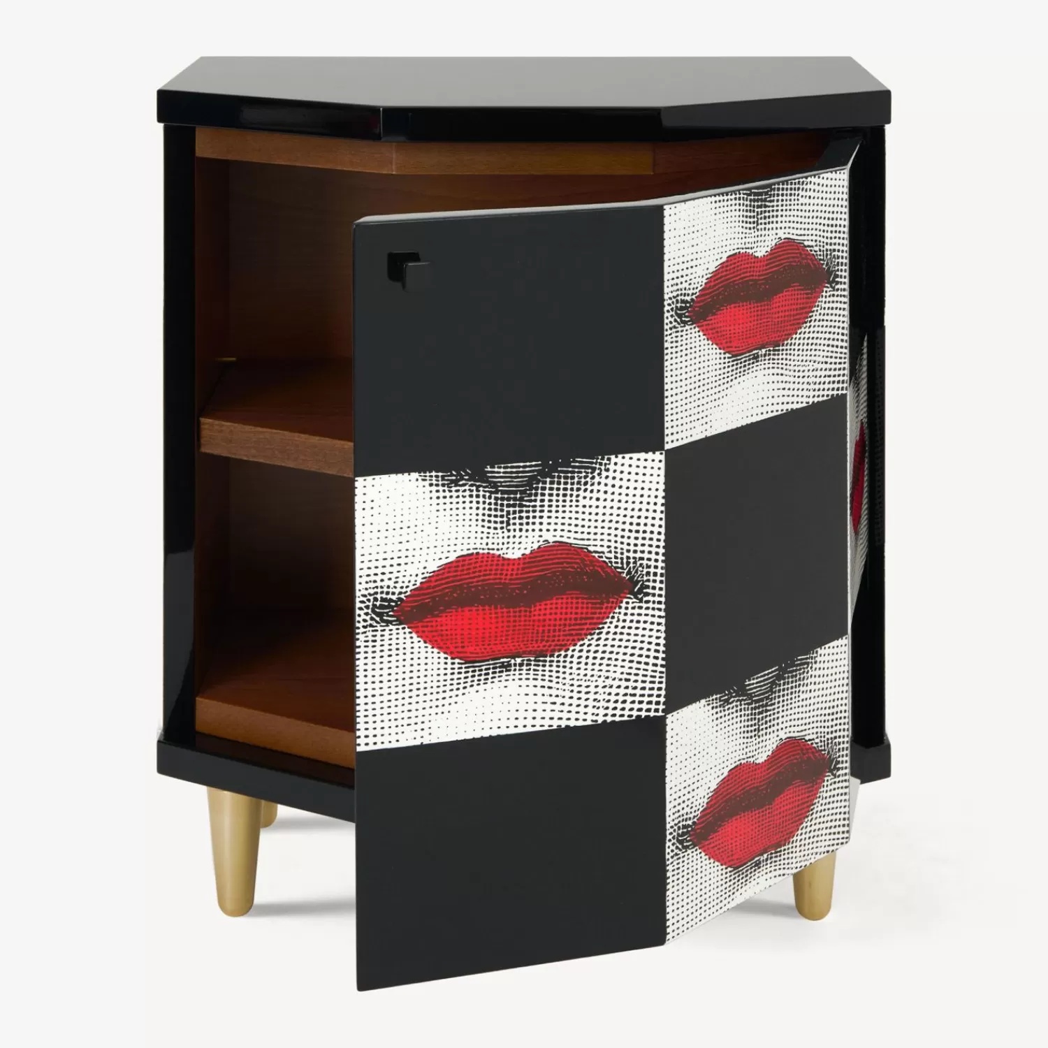 Cabinets<Fornasetti Polyhedric Bedside Table Kiss Red/White/Black