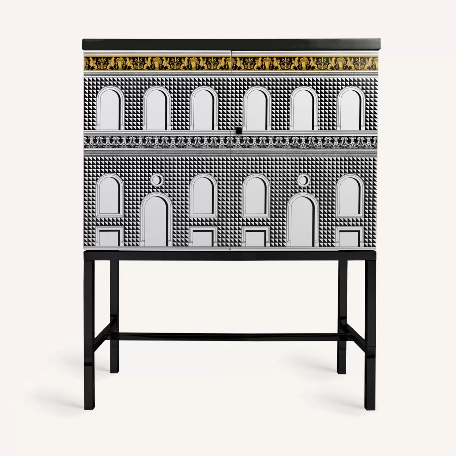 Cabinets<Fornasetti Raised Sideboard Facciata Quattrocentesca White/Black/Yellow