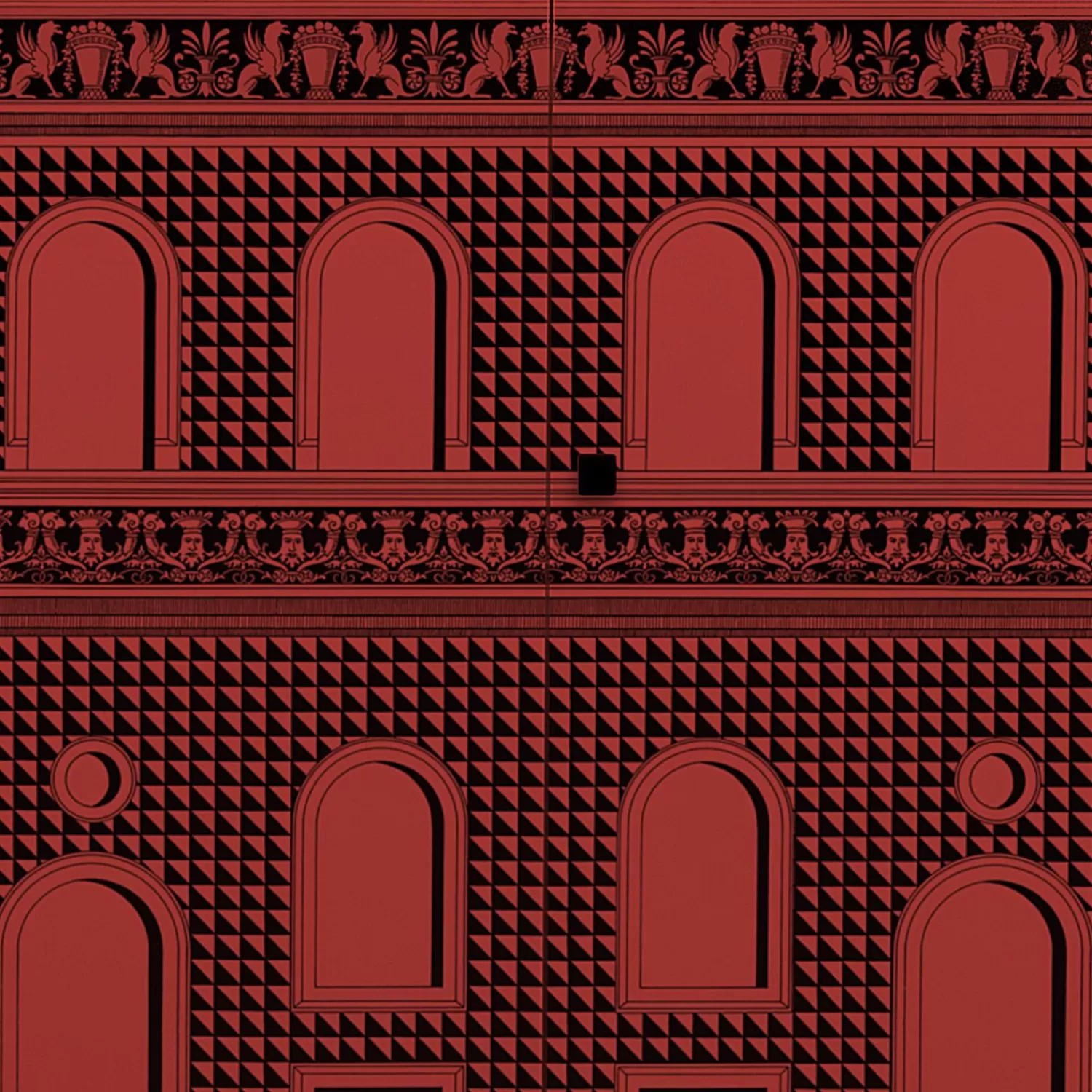 Cabinets<Fornasetti Raised Small Sideboard Facciata Quattrocentesca Red/Black