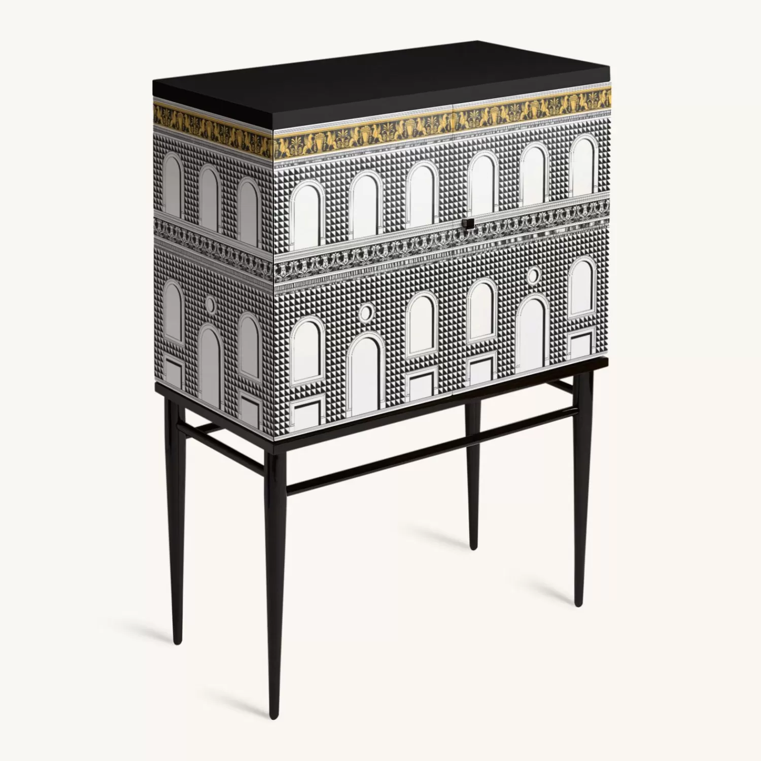 Cabinets<Fornasetti Raised Small Sideboard Facciata Quattrocentesca White/Black/Yellow