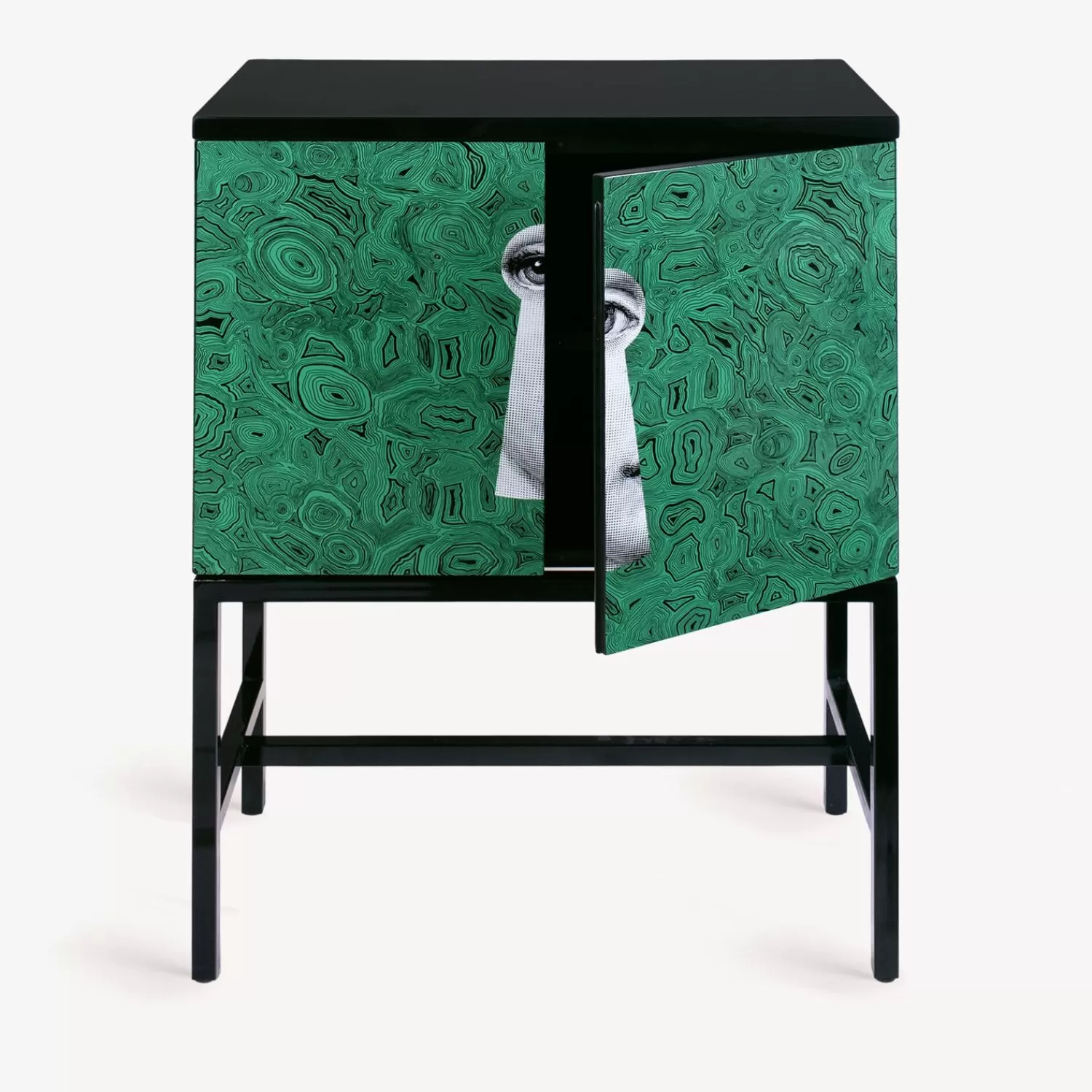 Cabinets<Fornasetti Raised Small Sideboard Serratura Su Malachite Green/White/Black