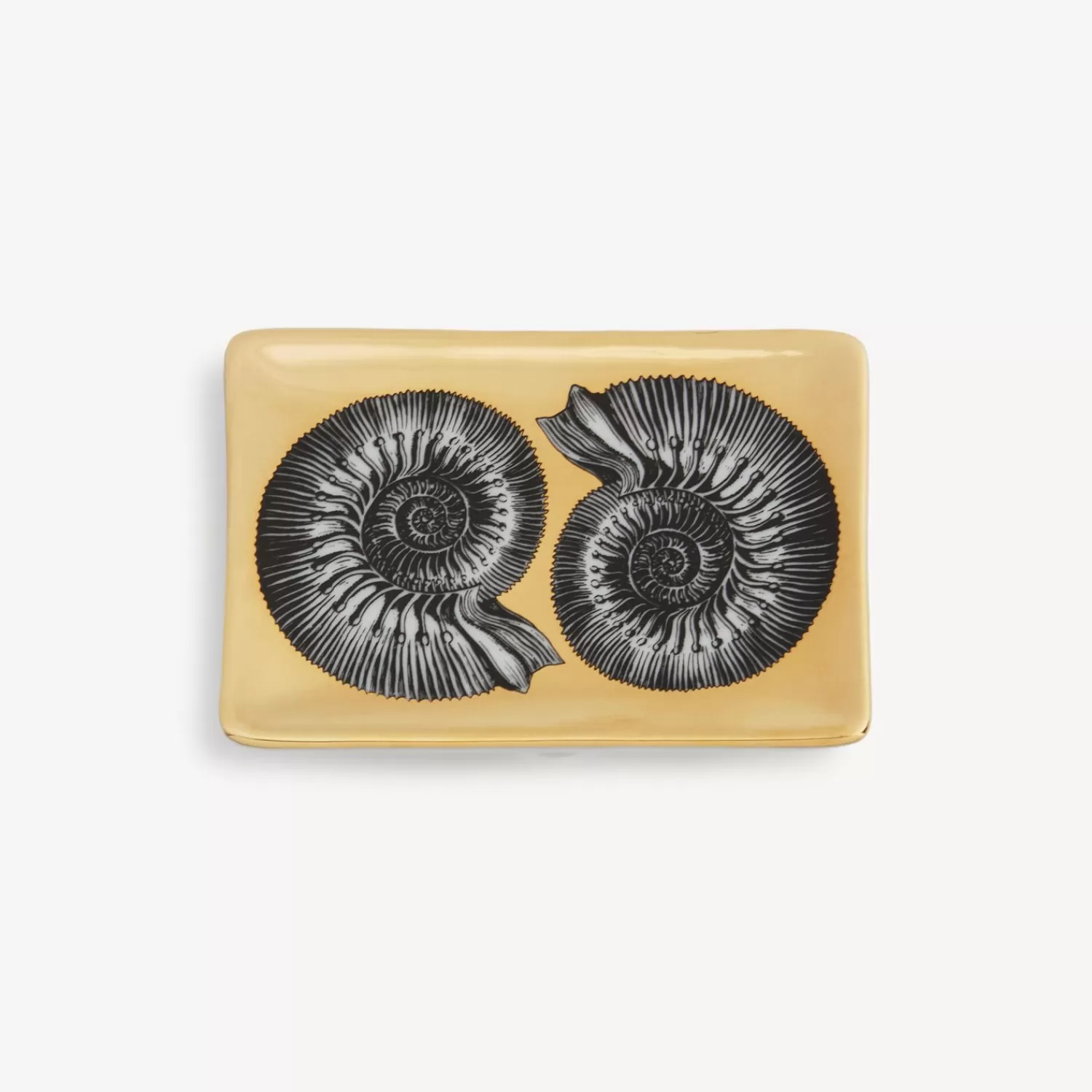 Design Ashtrays<Fornasetti Rectangular Ashtray Giro Di Conchiglie White/Black/Gold
