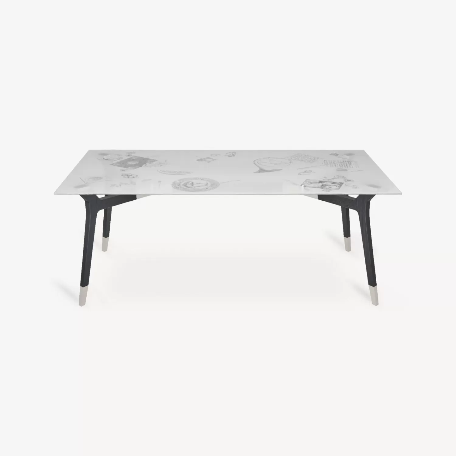 Tables<Fornasetti Rectangular Table Oggetti Sparsi White