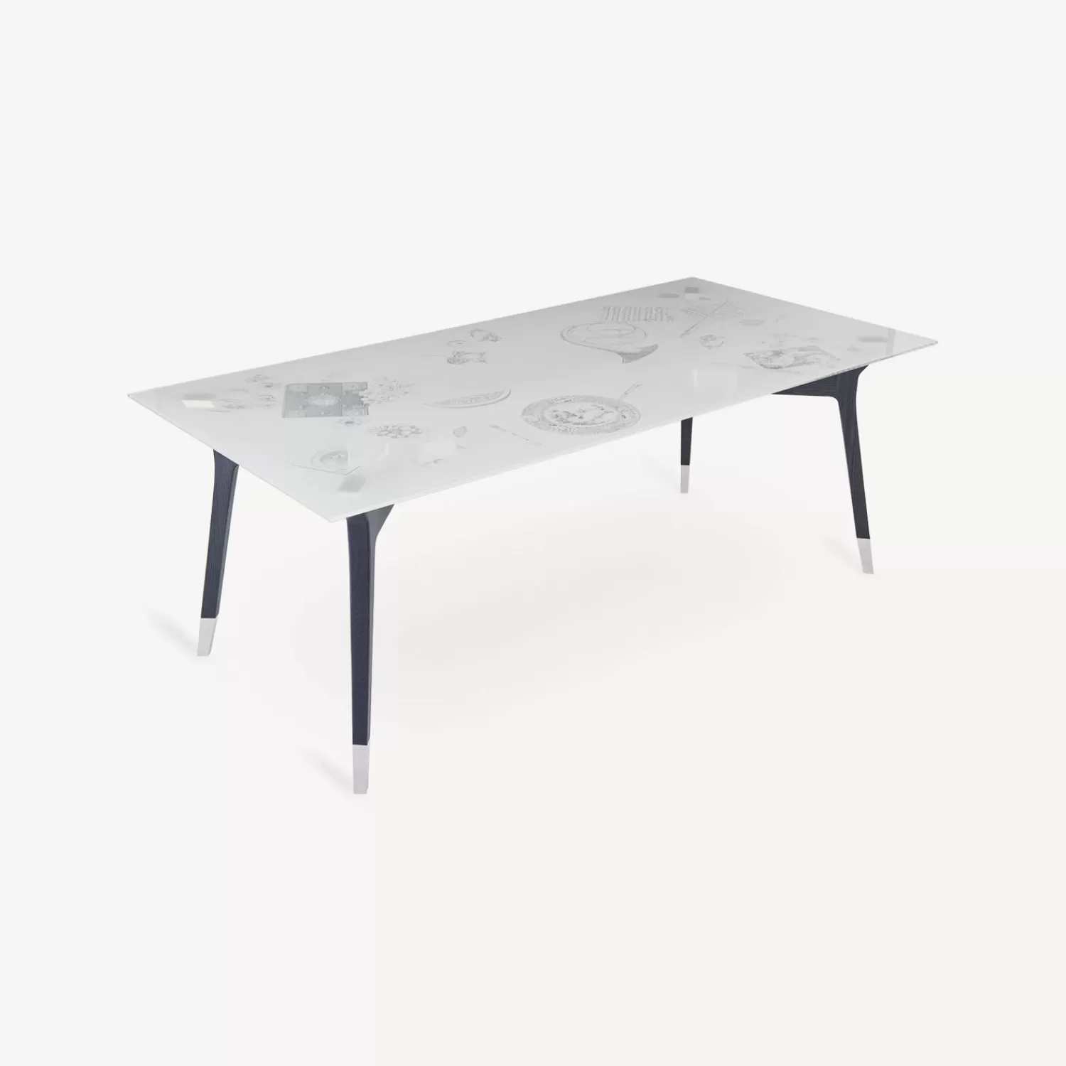 Tables<Fornasetti Rectangular Table Oggetti Sparsi White