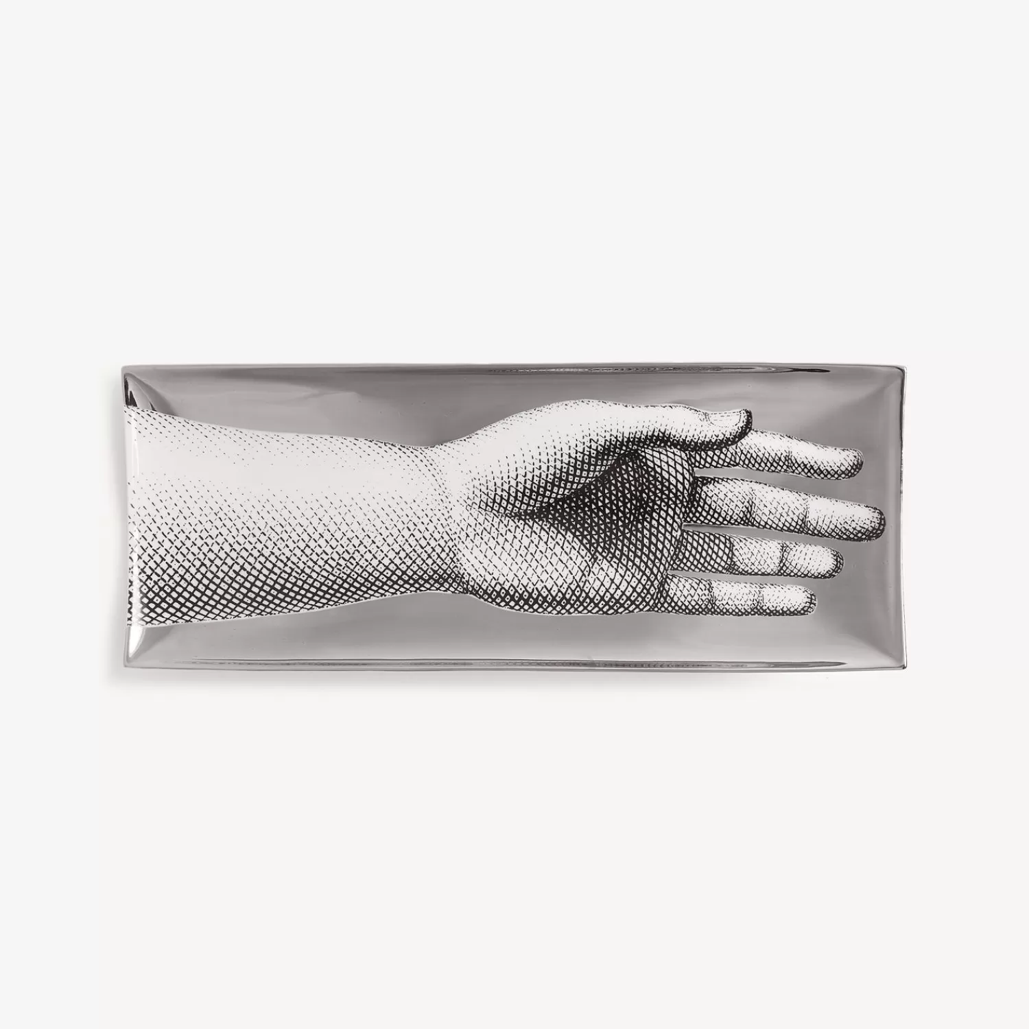 Decorative Trays<Fornasetti Rectangular Tray Mano White/Black/Platinum
