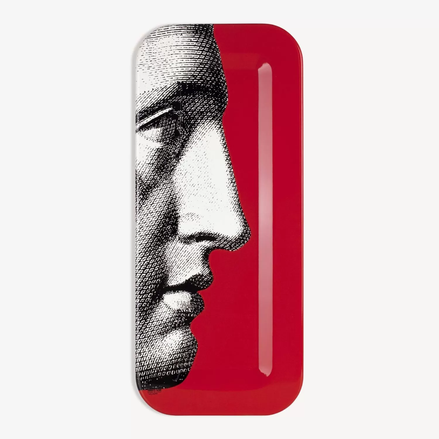 Decorative Trays And Pliants<Fornasetti Rectangular Tray Profilo White/Black/Red