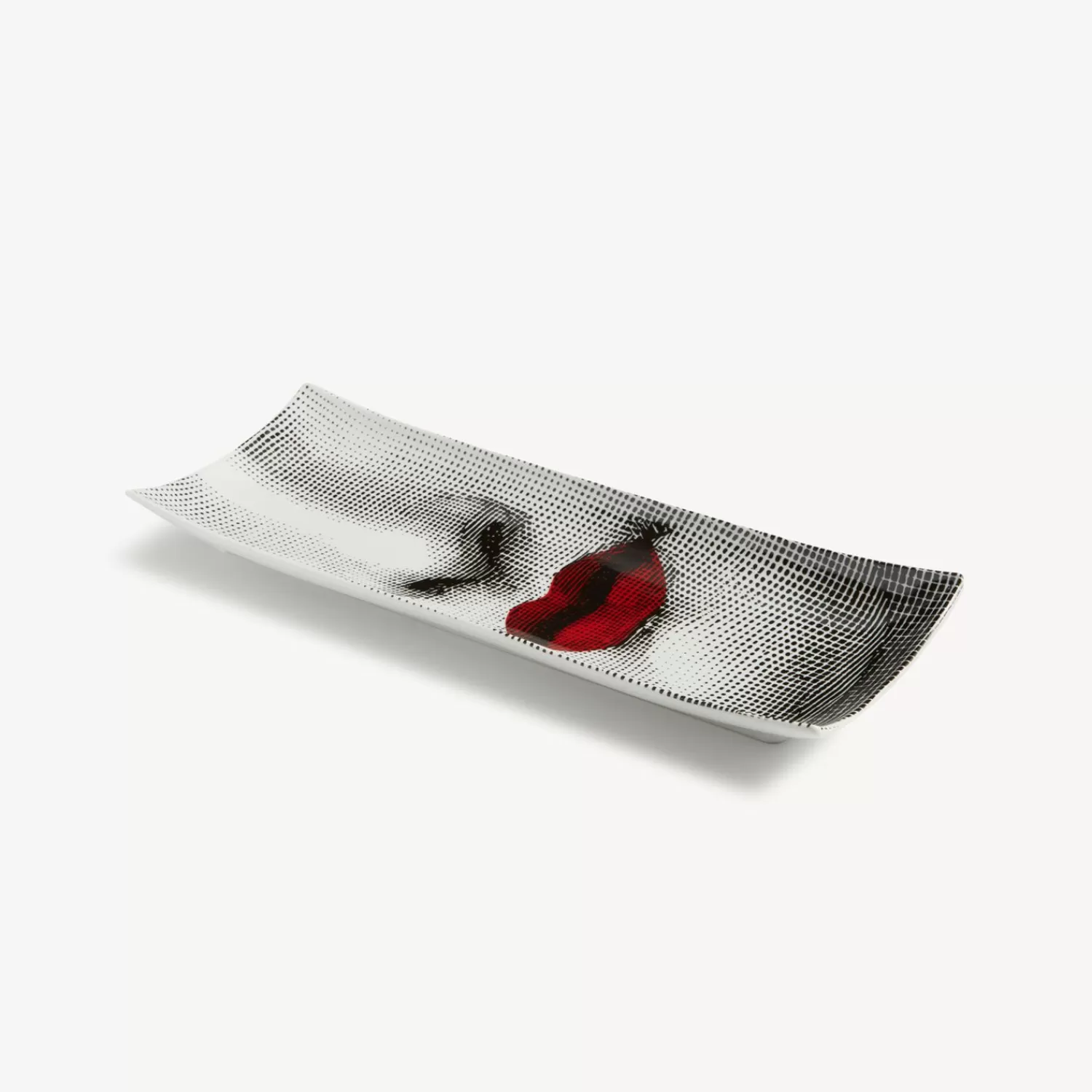 Decorative Trays<Fornasetti Rectangular Tray Red Lips - Tema E Variazioni N.397 White/Black/Red