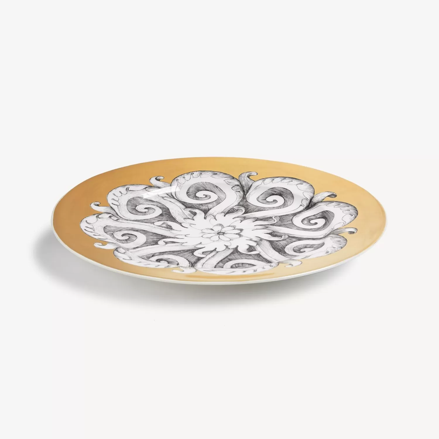 Decorative Plates<Fornasetti Rim Plate Rosone N.1 White/Black/Gold