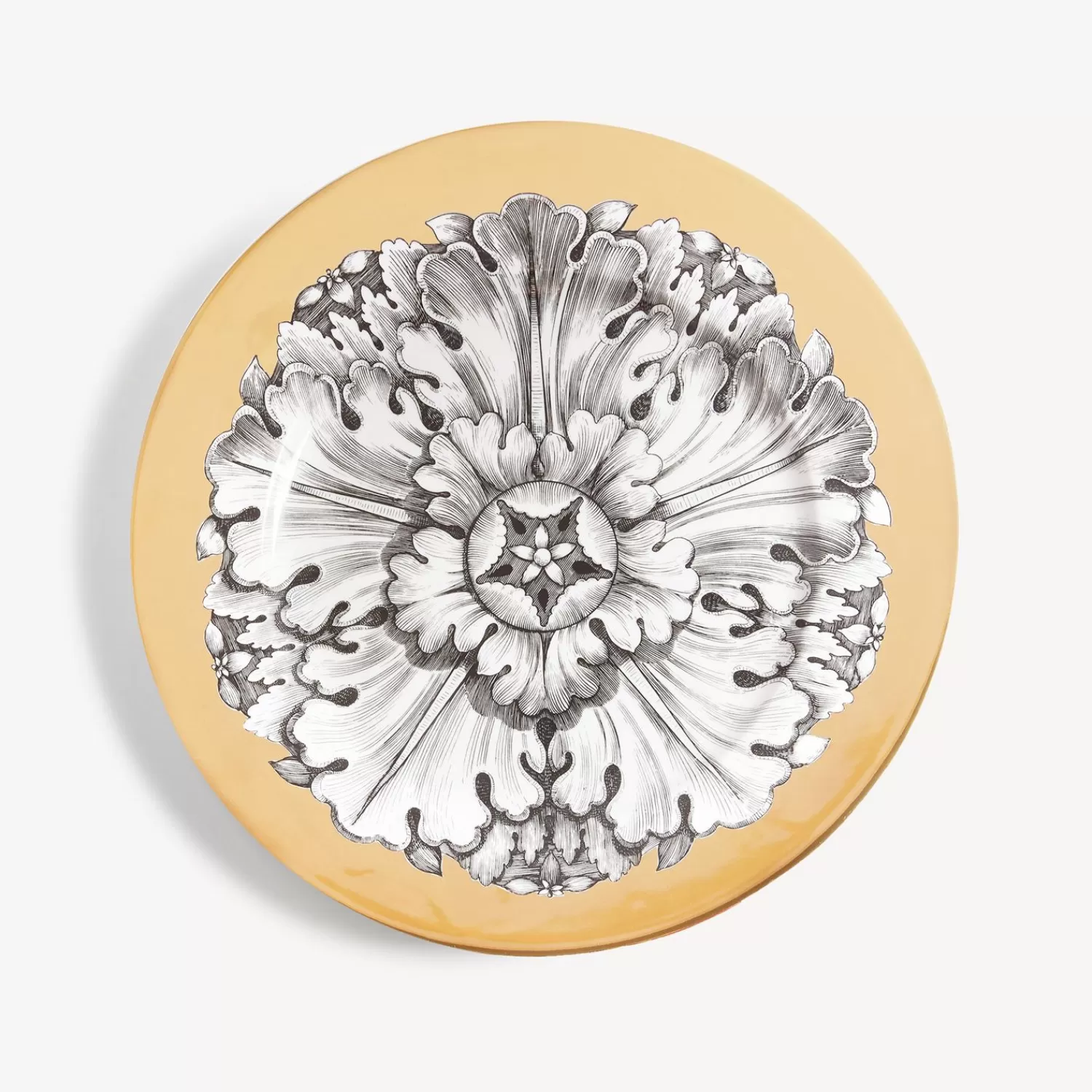 Decorative Plates<Fornasetti Rim Plate Rosone N.3 White/Black/Gold