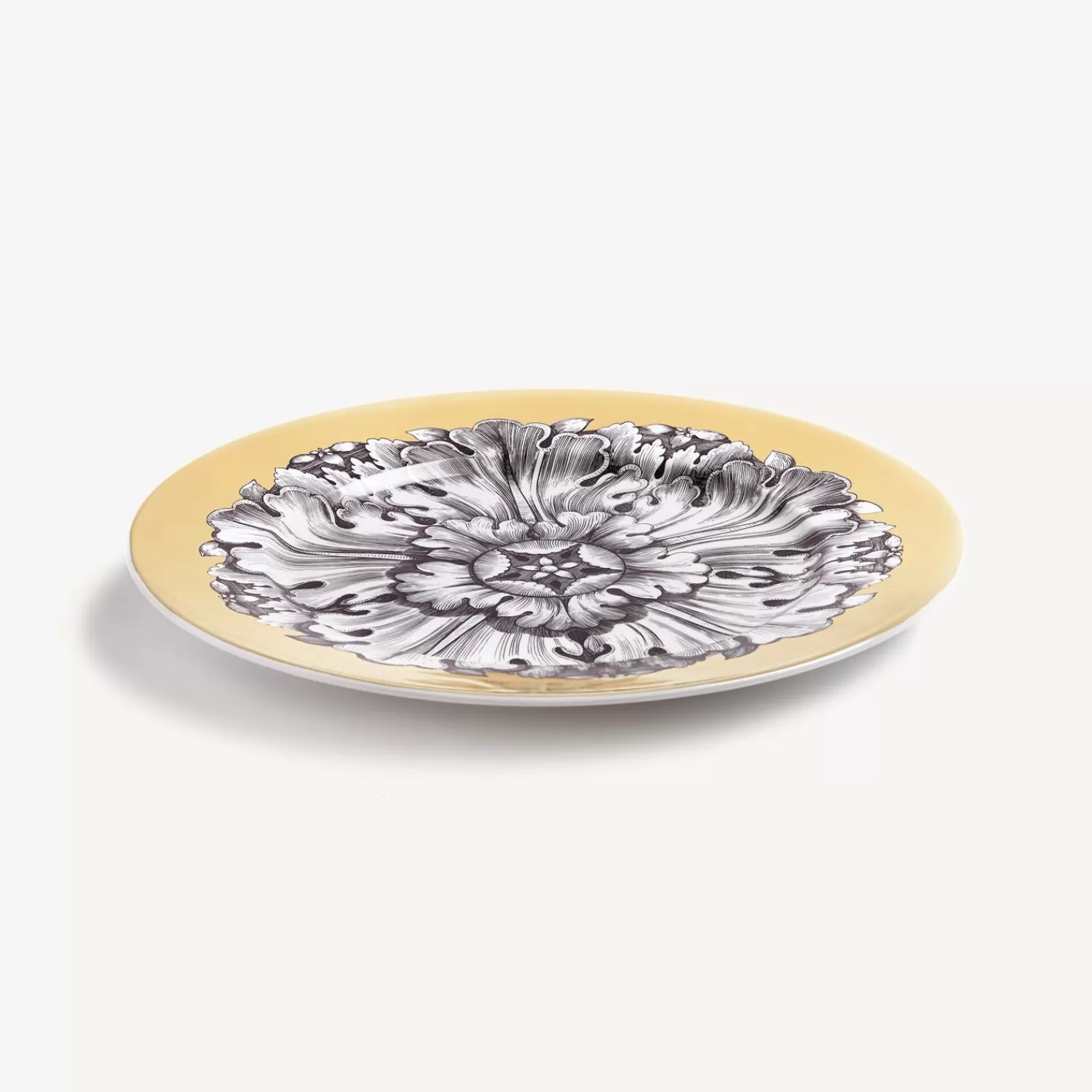 Decorative Plates<Fornasetti Rim Plate Rosone N.3 White/Black/Gold