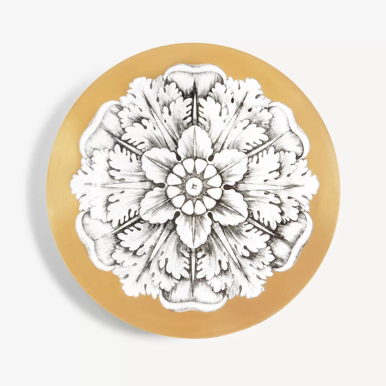 Decorative Plates<Fornasetti Rim Plate Rosone N.4 White/Black/Gold