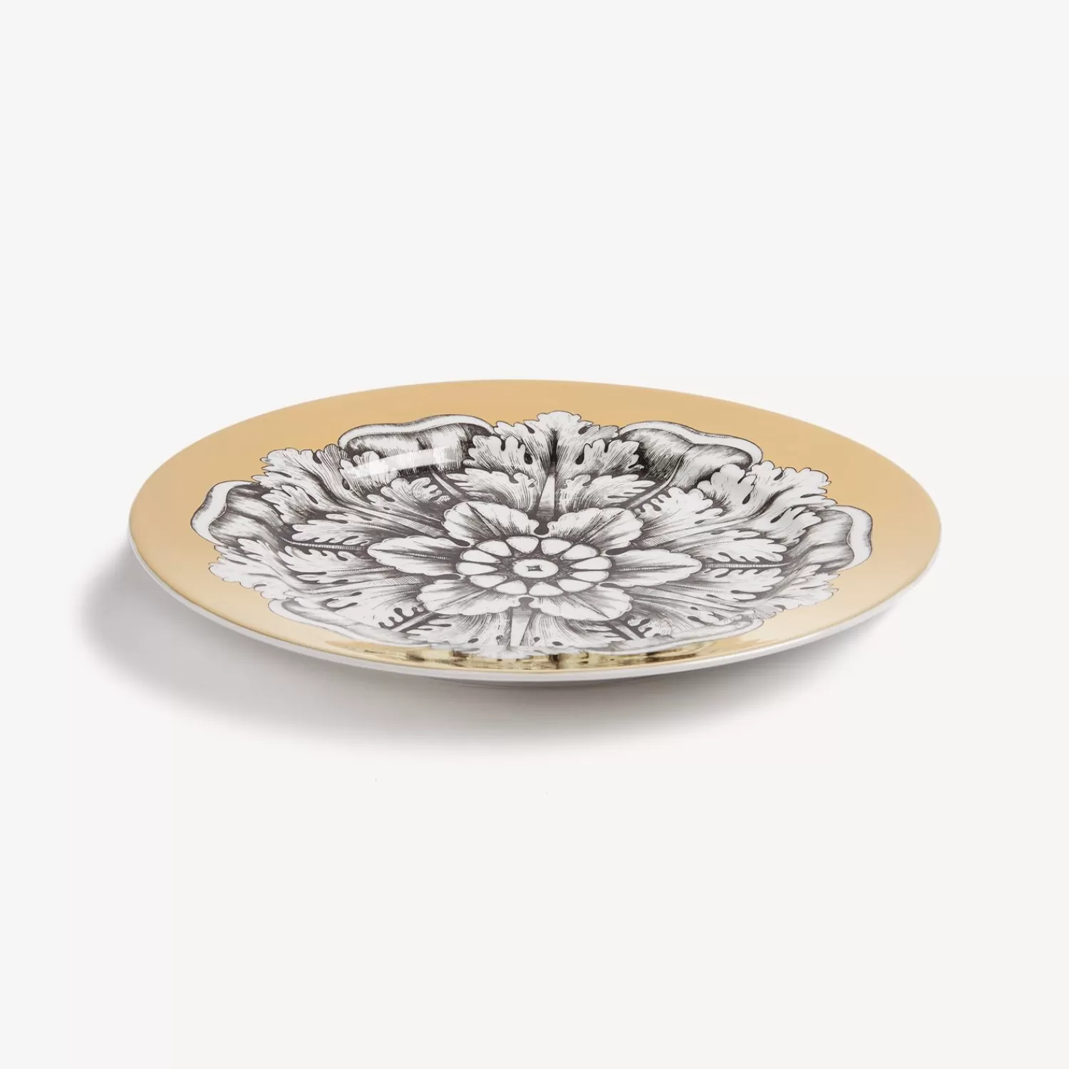 Decorative Plates<Fornasetti Rim Plate Rosone N.4 White/Black/Gold
