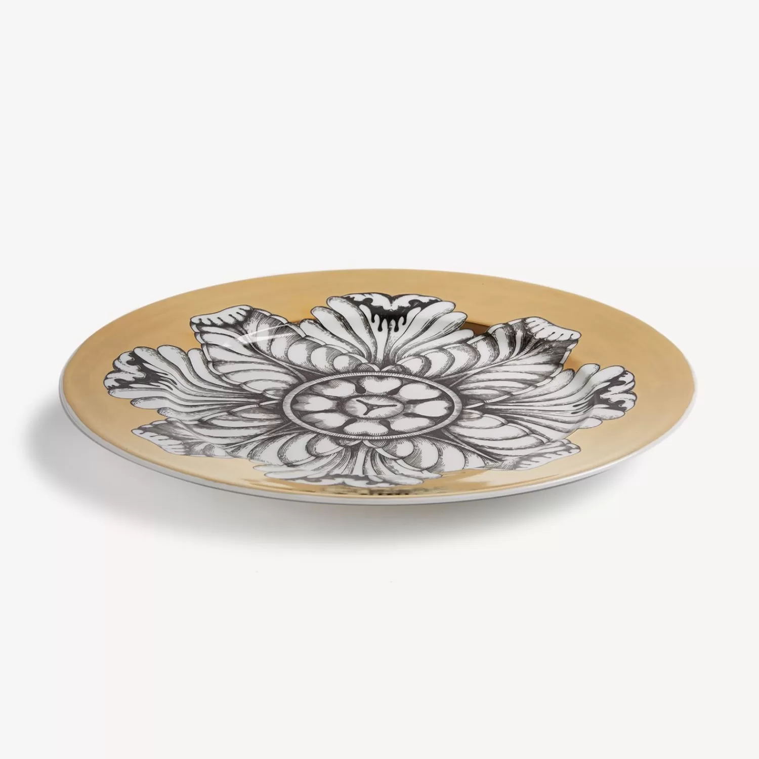Decorative Plates<Fornasetti Rim Plate Rosone N.5 White/Black/Gold