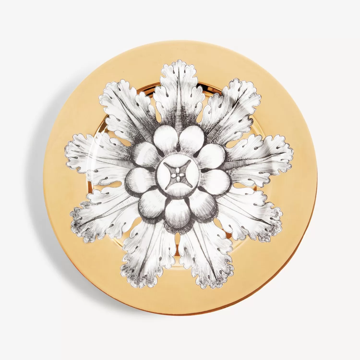 Decorative Plates<Fornasetti Rim Plate Rosone N.6 White/Black/Gold