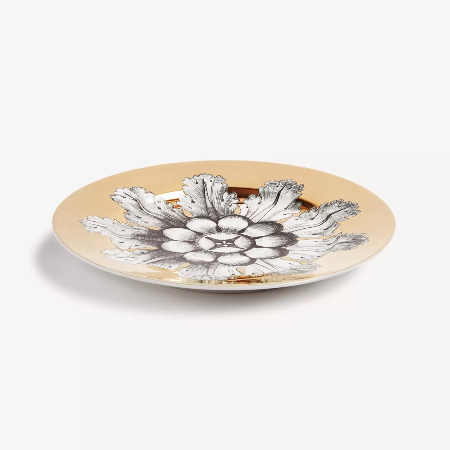 Decorative Plates<Fornasetti Rim Plate Rosone N.6 White/Black/Gold