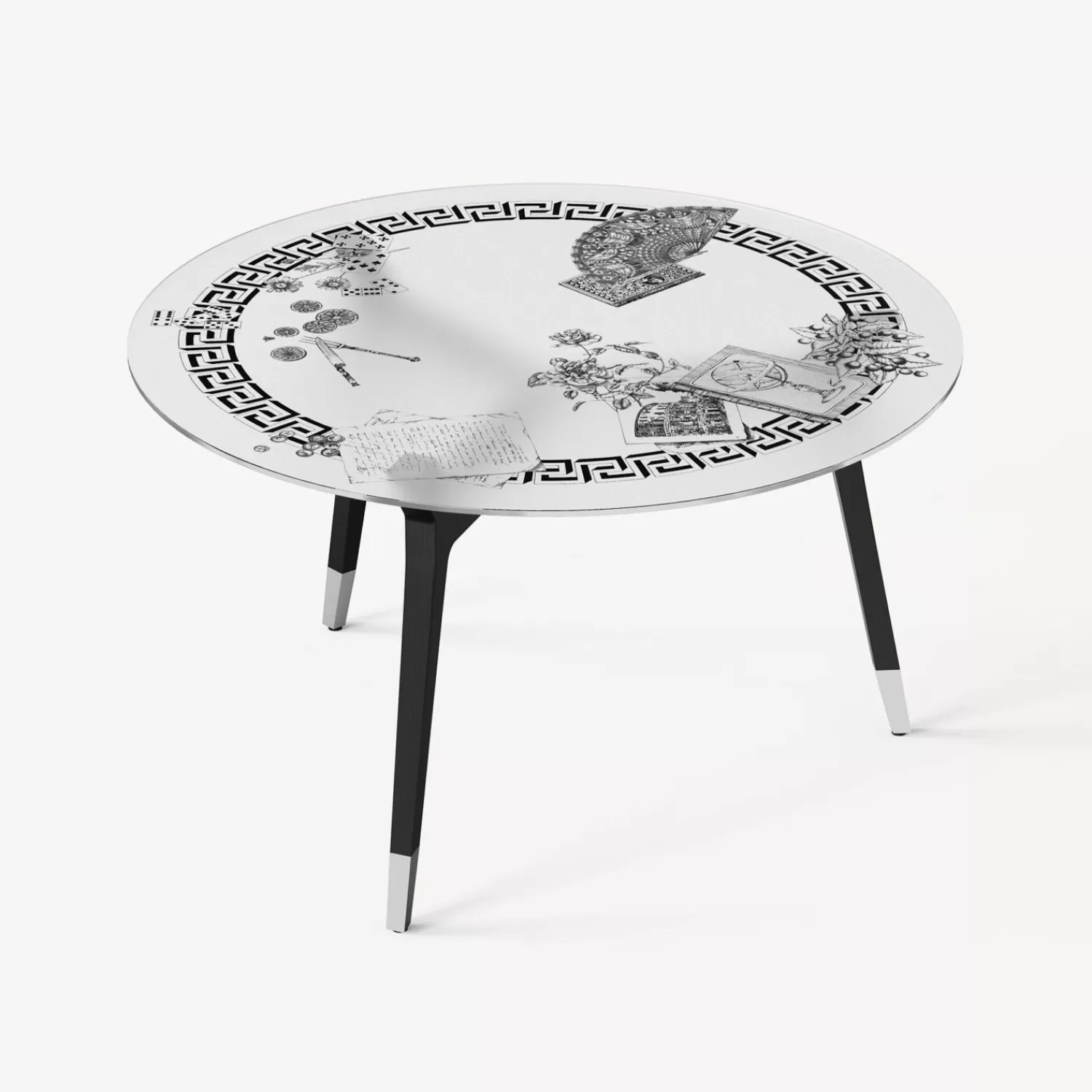 Tables<Fornasetti Round Table Oggetti Sparsi White
