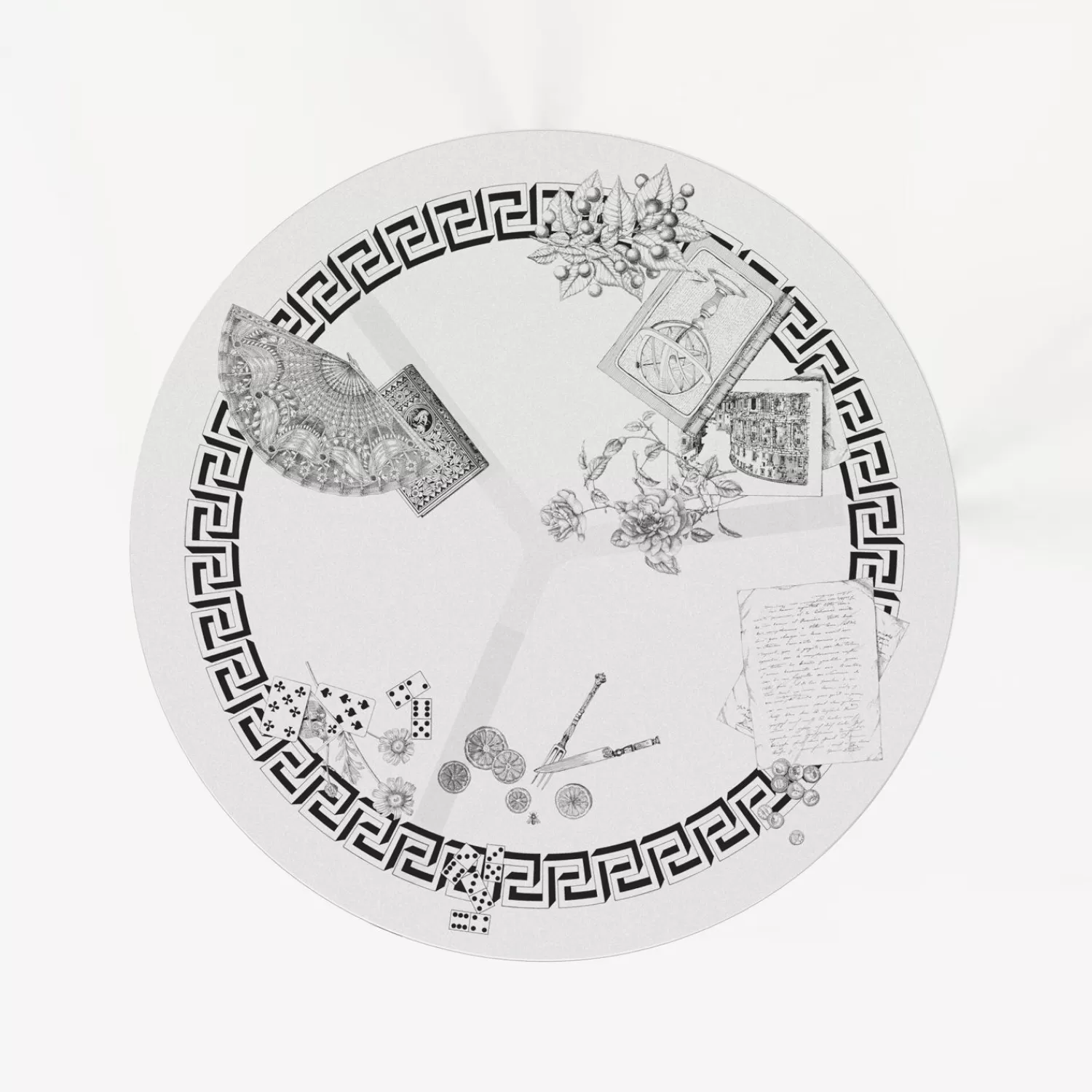 Tables<Fornasetti Round Table Oggetti Sparsi White