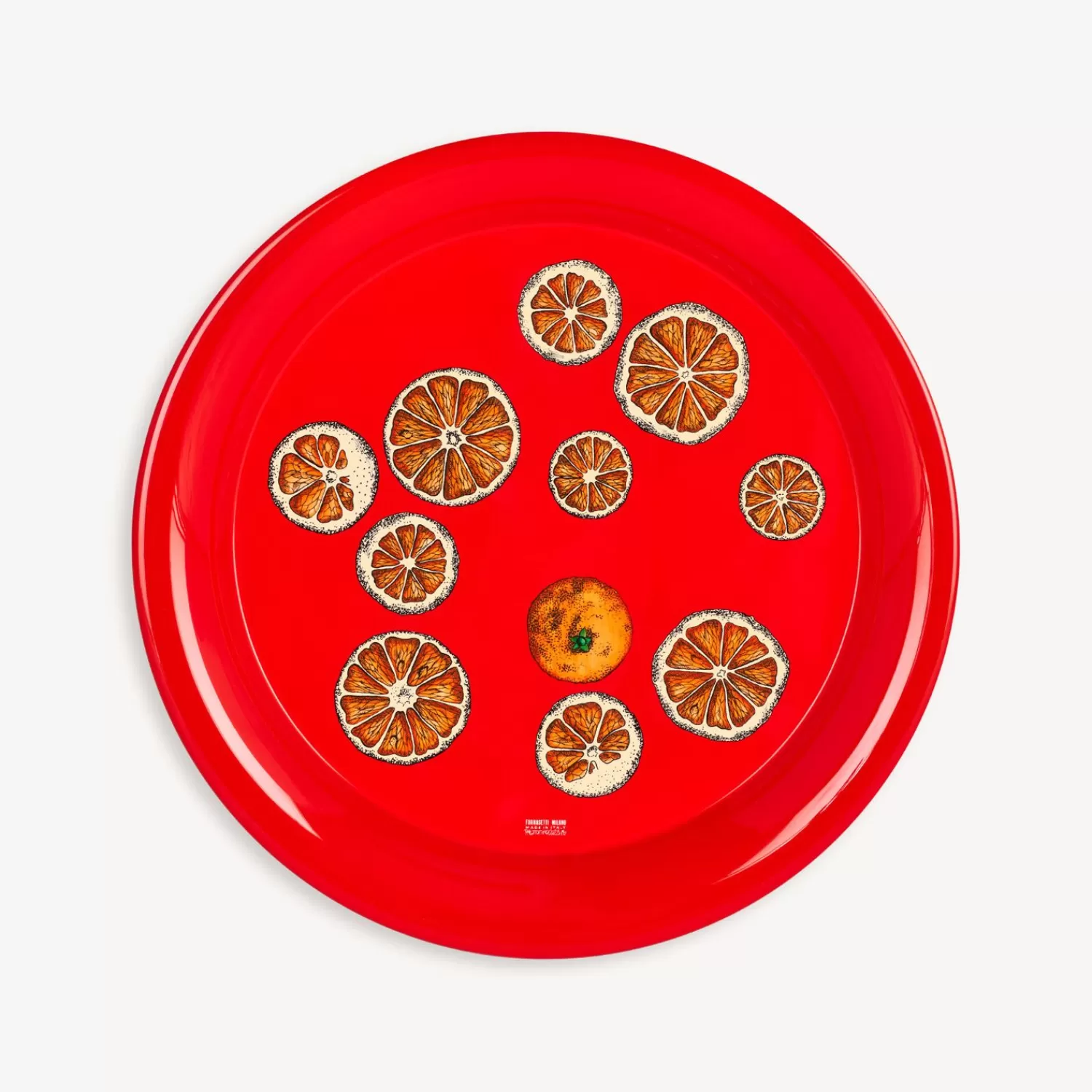 Decorative Trays And Pliants<Fornasetti Round Tray Fette D'Arancia Red/White/Orange