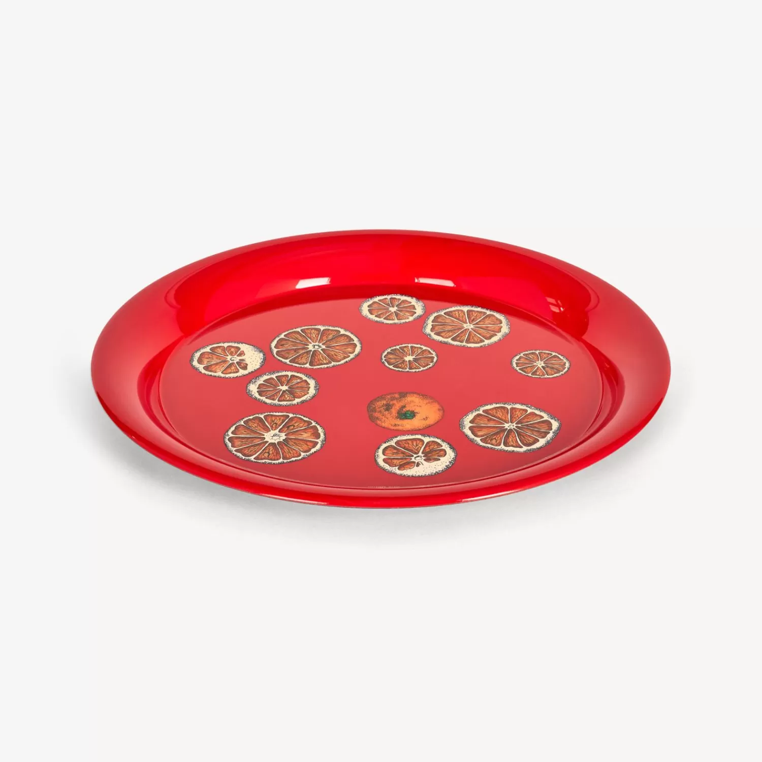 Decorative Trays And Pliants<Fornasetti Round Tray Fette D'Arancia Red/White/Orange