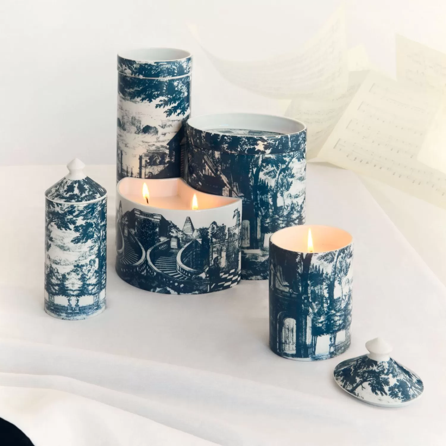 Scented Candles<Fornasetti Se Poi Scented Candle - Giardino Settecentesco Decor - Giardino Segreto Fragrance Blue/White